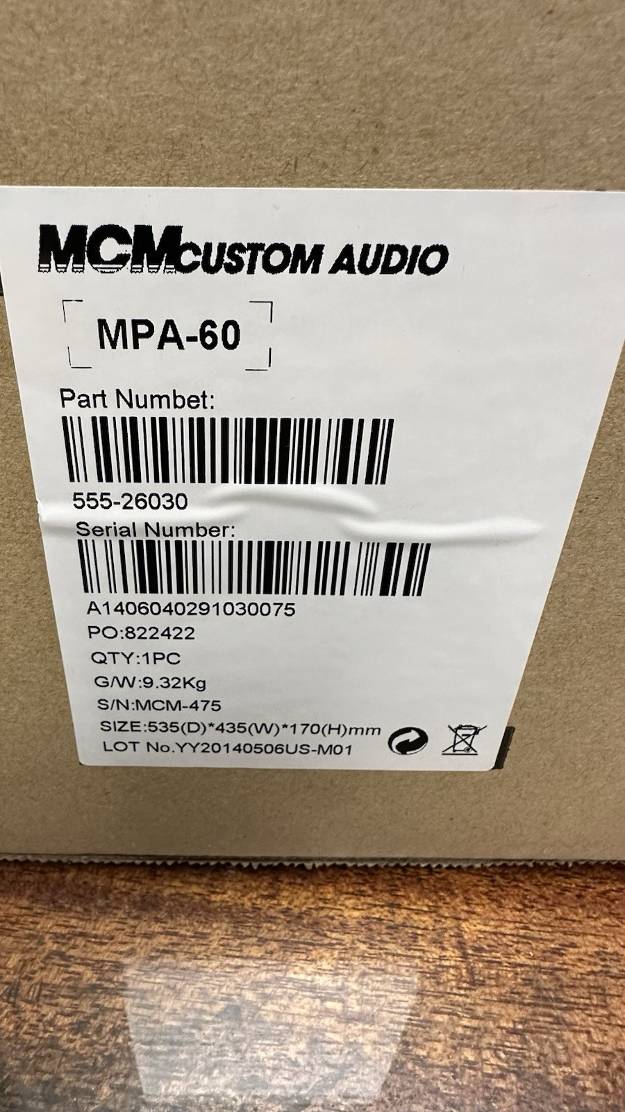 MCM Custom Audio MPA-60 Mixer Amplifier