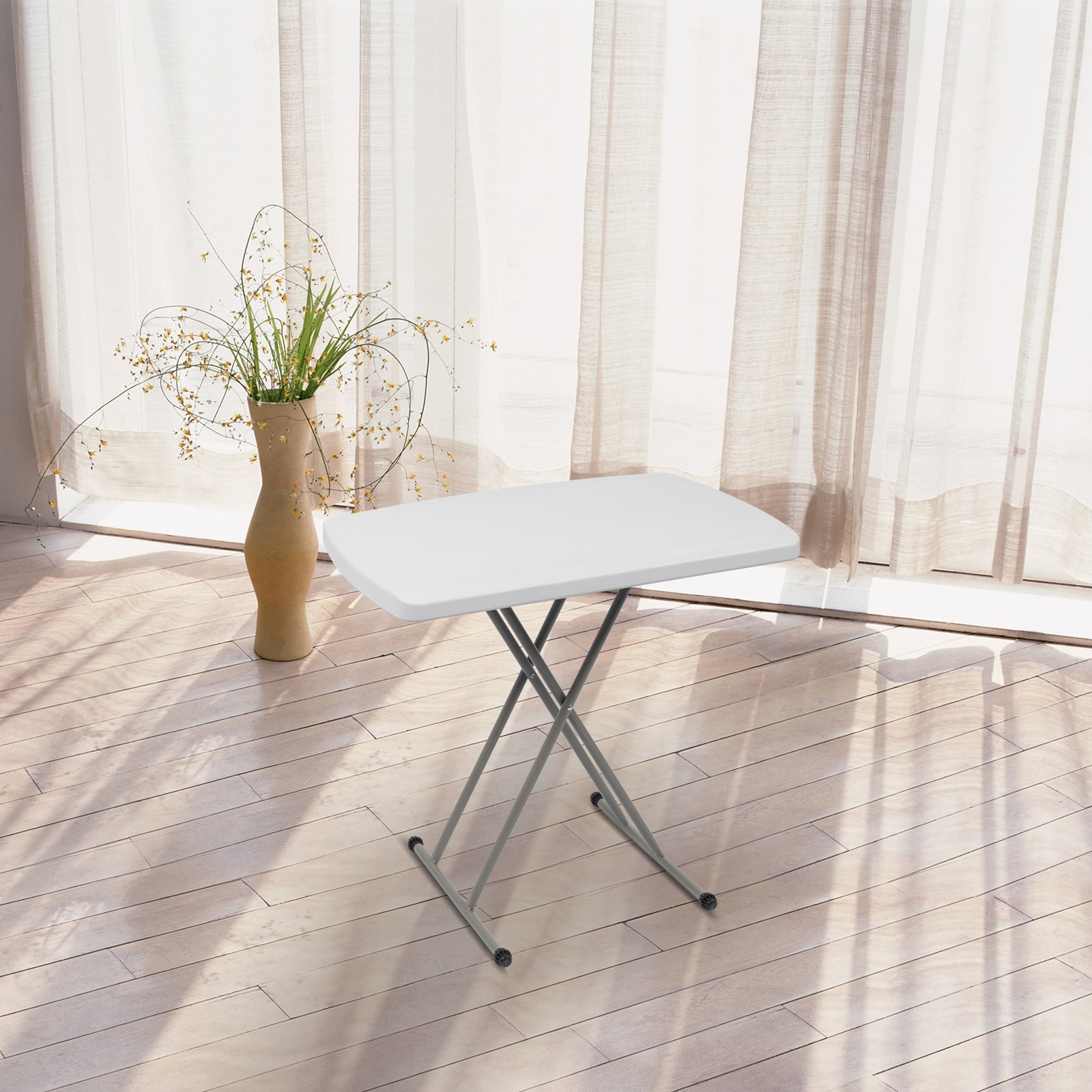 30*20in White Portable Plastic Folding Table For Courtyard Picnic Garden Camping