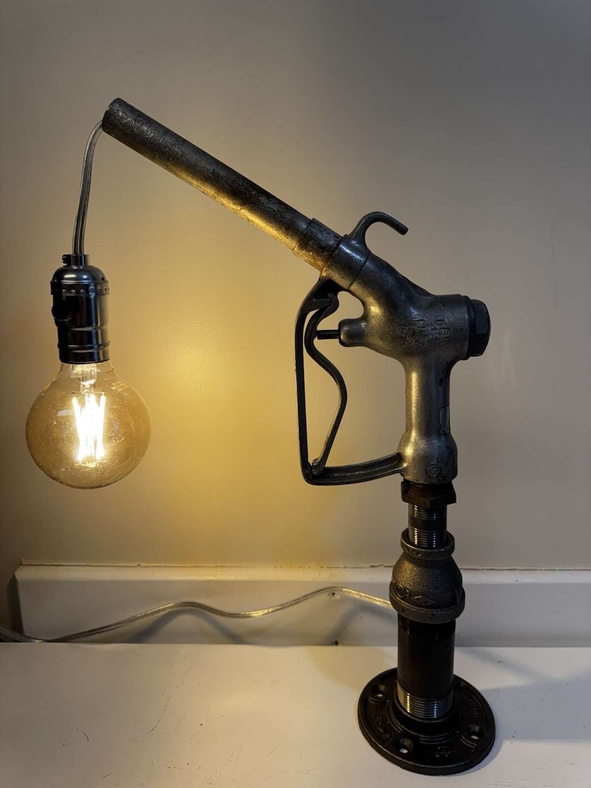Steampunk Inspired Gas Nozzle Lamp For Garage, Man Cave, Or He/She Shed