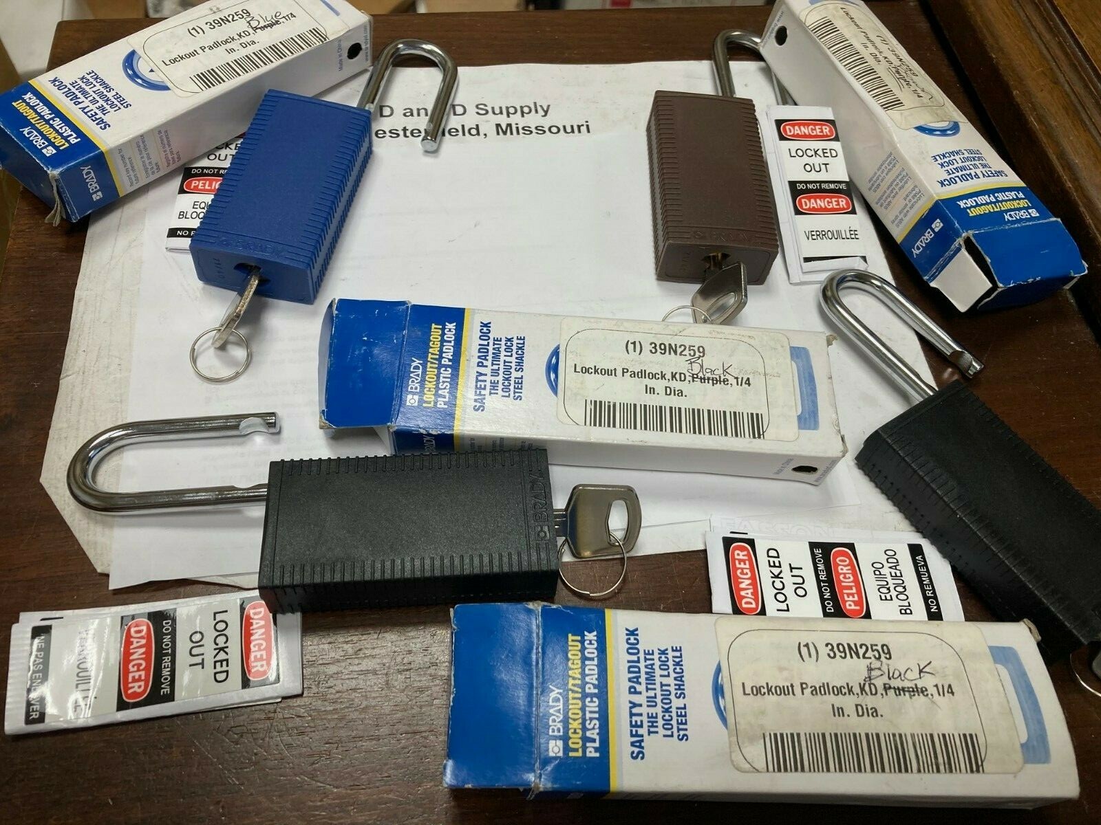 ***Lot of 4, Brady Lockout Padlocks, 3" Body, 1/4" Hardened Shackle, Group H1708