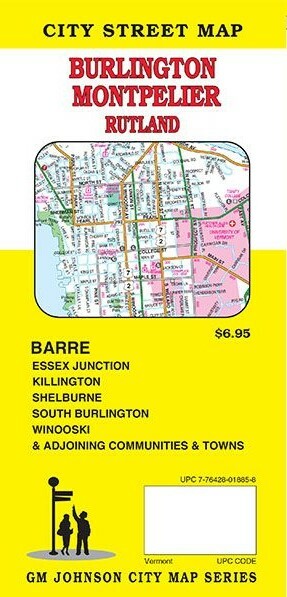 City Street Map of Burlington, Montpelier, Rutland, Vermont, by GMJ