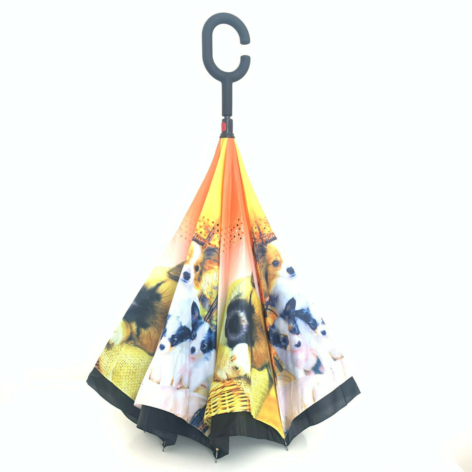 C-Handle Inverted Reverse Umbrella, Kitty/Puppy print (Inside-out, Upside-down)