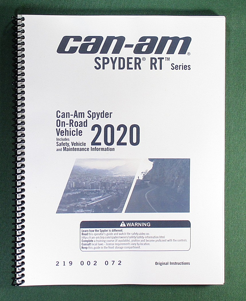2020 Can-Am Spyder RT Operator's Manual With Protective Covers!