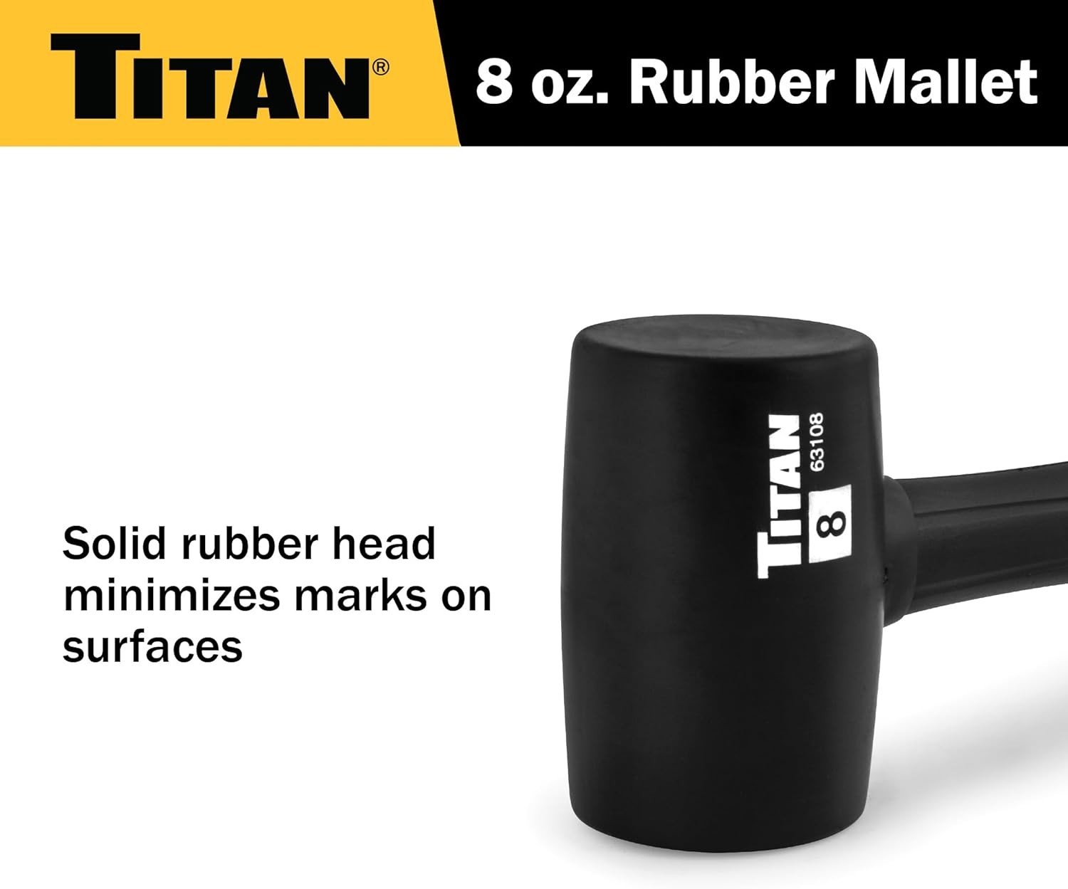 Professional 8oz Rubber Mallet for Construction - Non-Marking & Shock Absorbing