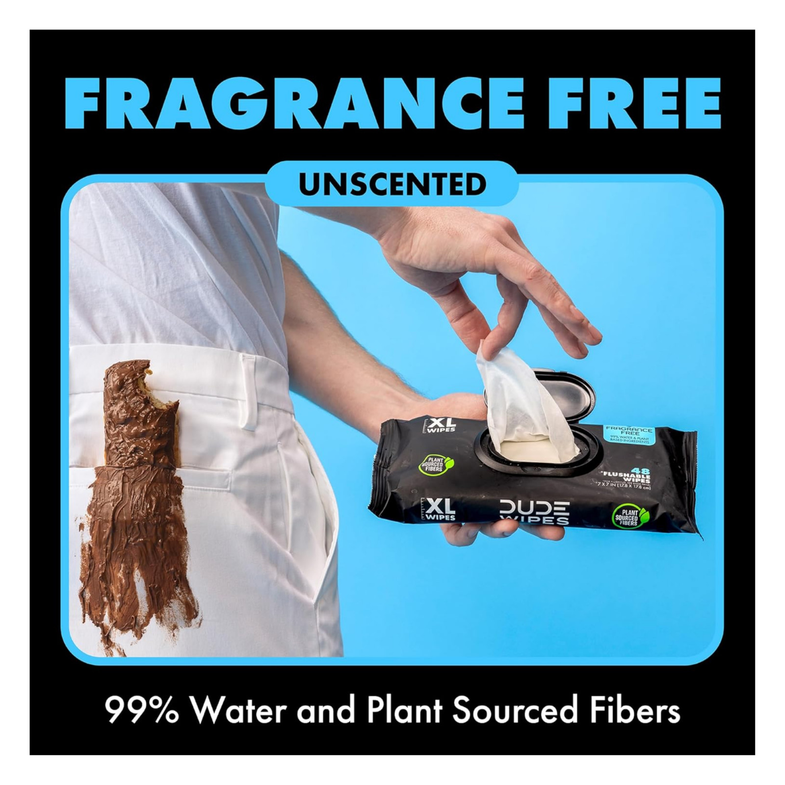 DUDE Wipes On-The-Go Flushable Wipes 30 Count Unscented