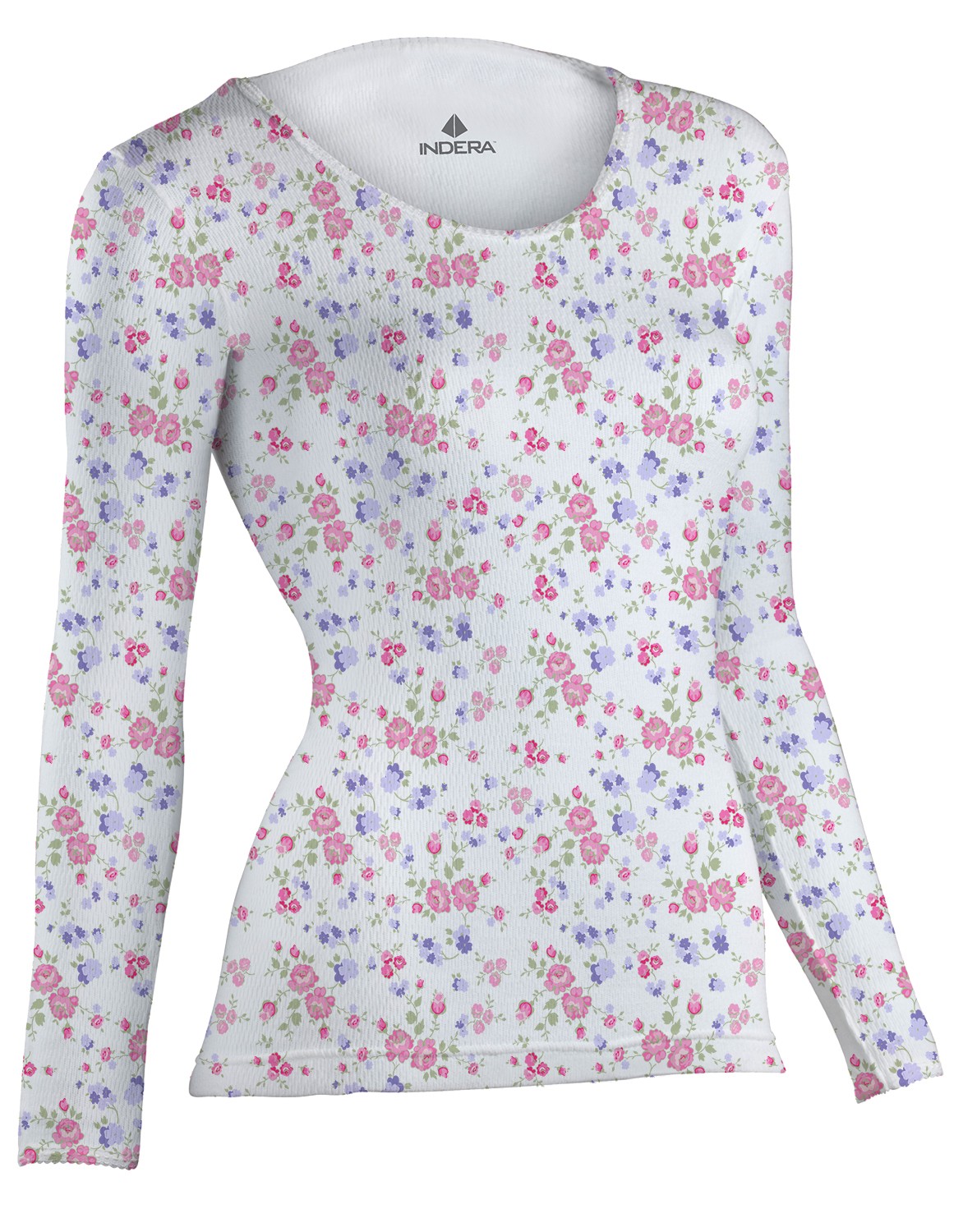 Indera Combed Cotton Thermal - Raschel Knit - Long Sleeve Floral - Women Sz XXL