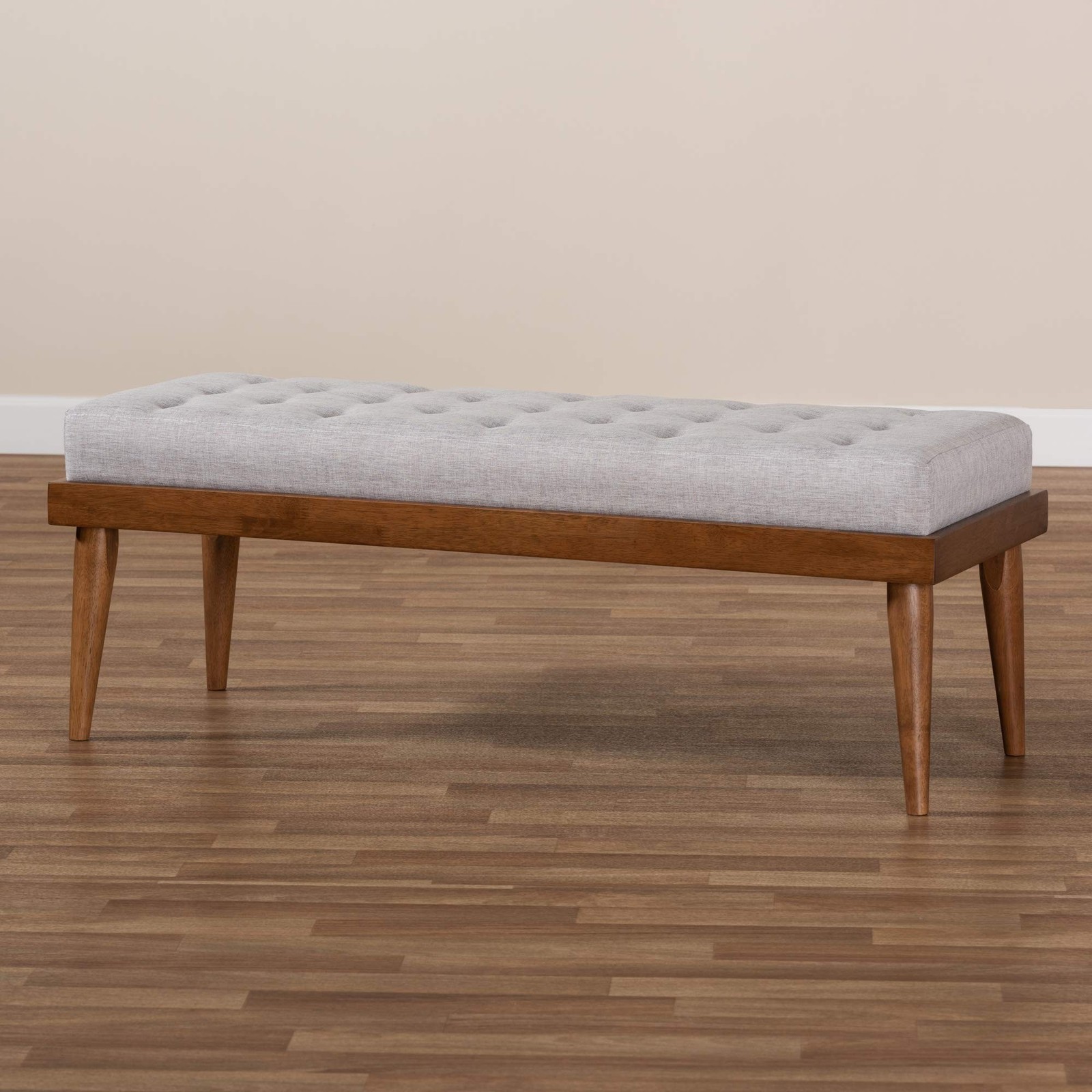Baxton Studio Benches, One Size, Grayish Beige/Walnut
