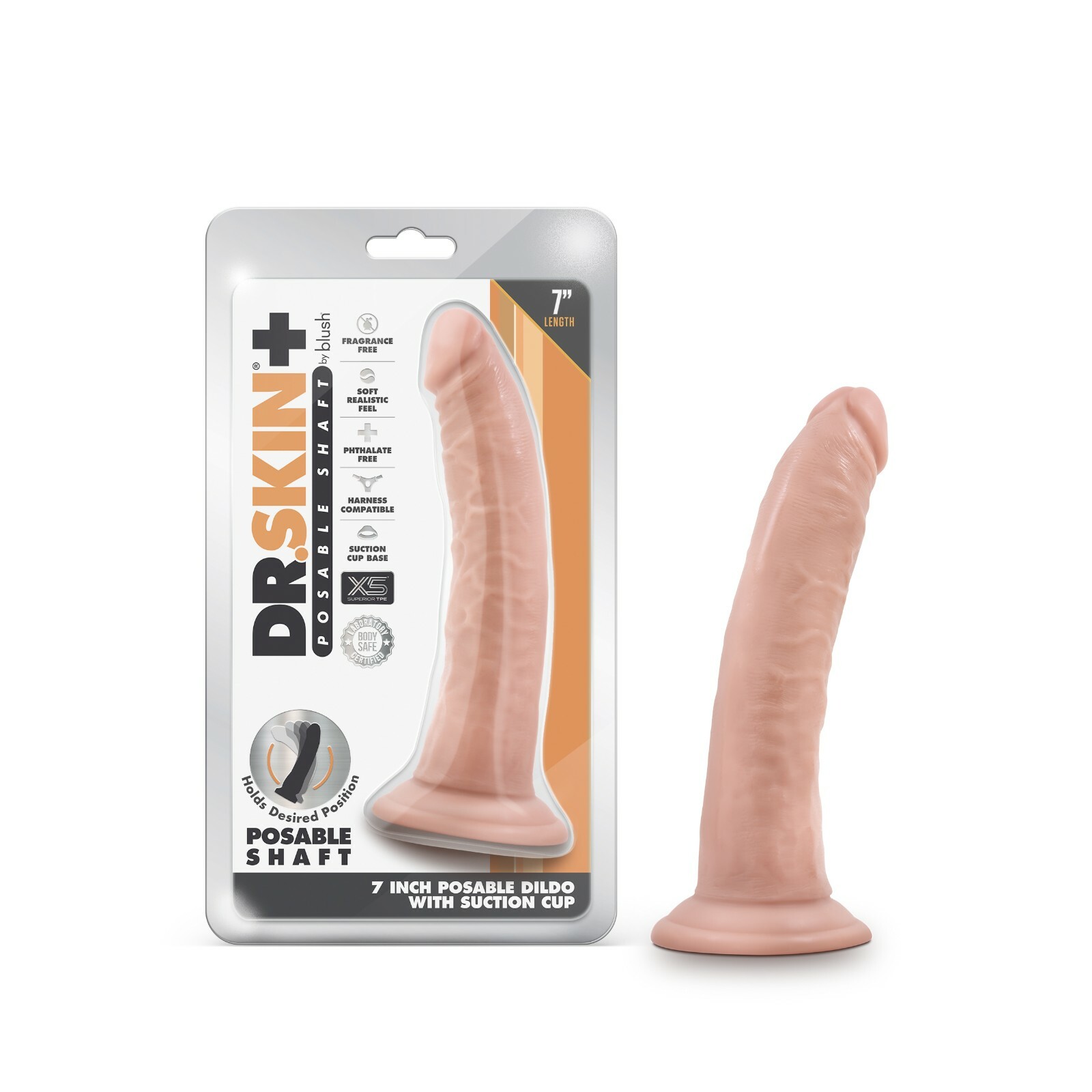 Blush Dr. Skin Plus-7''Triple Density Poseable Realistic THICK Dildo-Suction Cup