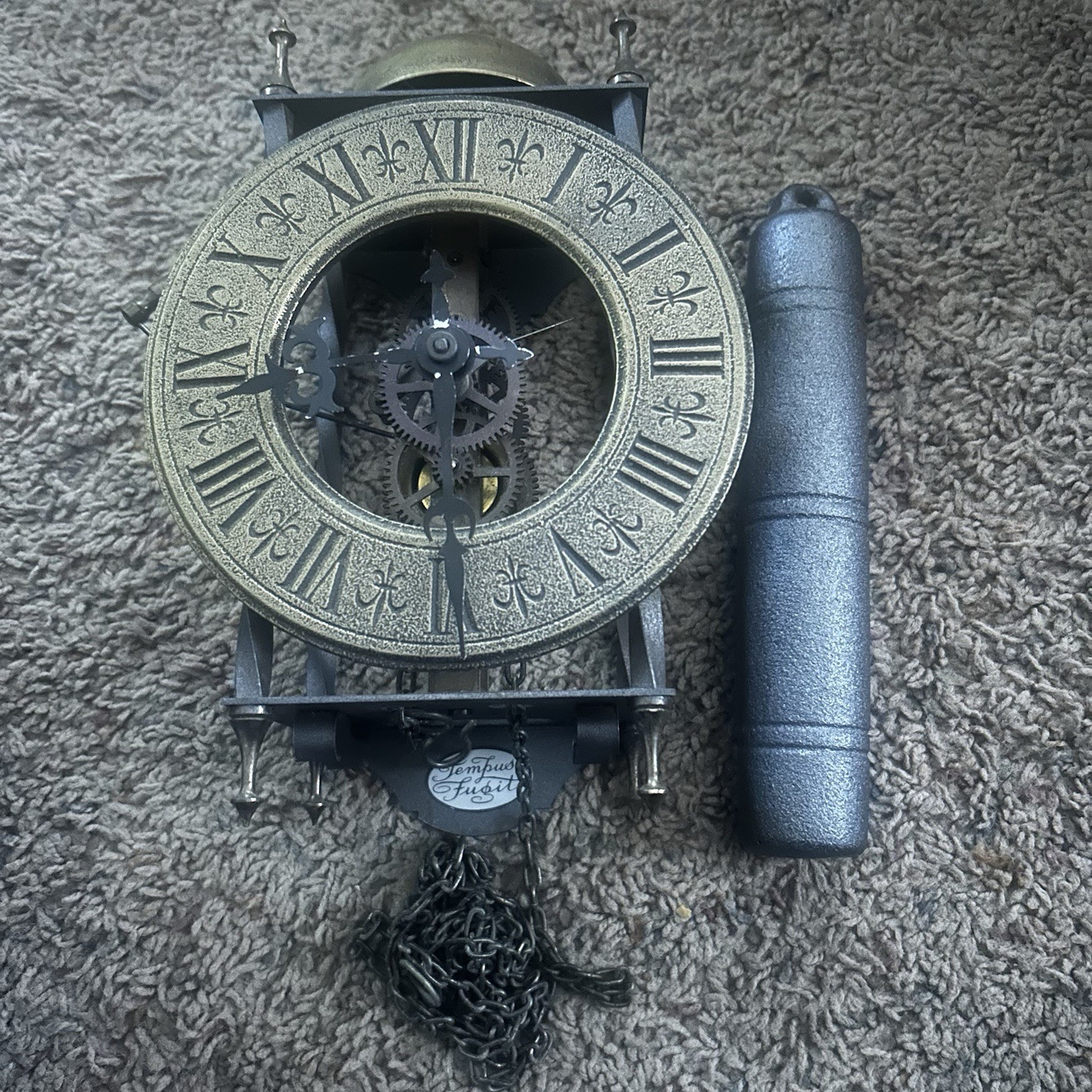 Vintage Franz Hermel Tempus Fugit Skeleton Wall Clock Parts Repair No Pendulum