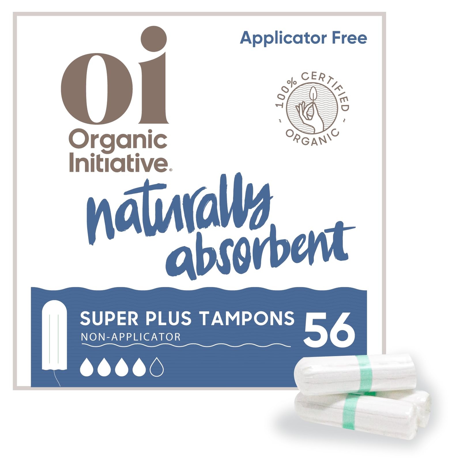 | Organic Initiative - 100% Certified Organic Cotton Non-Applicator Tampons |...
