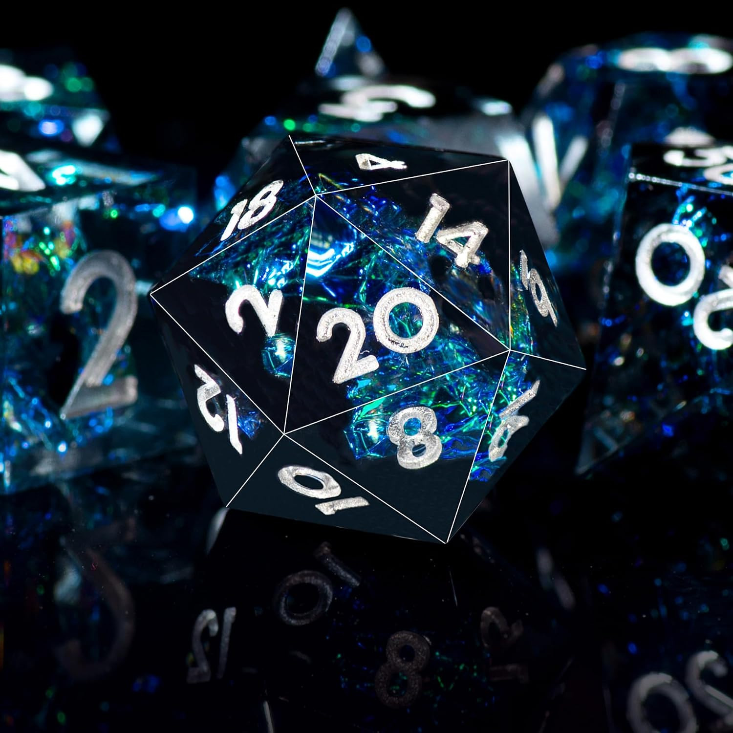 7-Die DND Dice Set Handmade Sharp Edge Polyhedral Dice for Dungeons