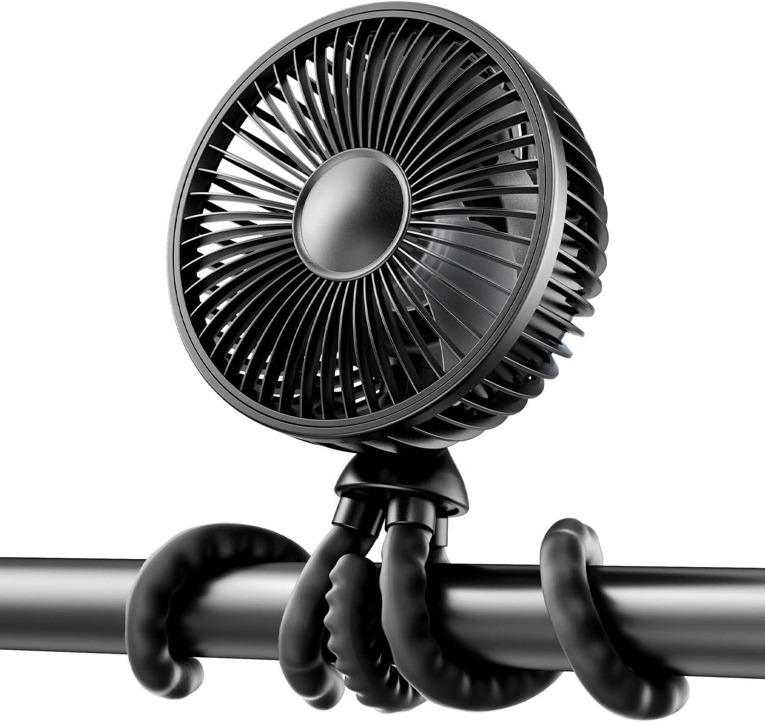 Oscillating Baby Stroller Fan with LED Night Light, 4 Speeds Cooling360° Rotate
