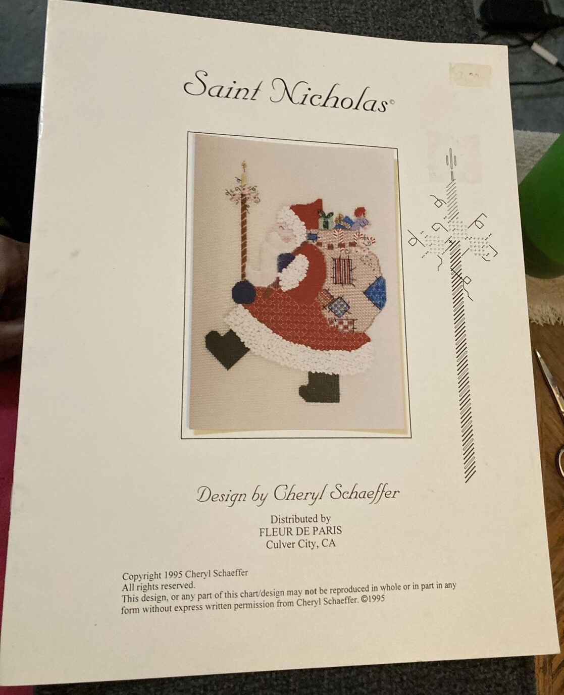 Vtg Rare Saint Nicholas Needlepoint 1995 pattern by Cheryl Schaeffer
