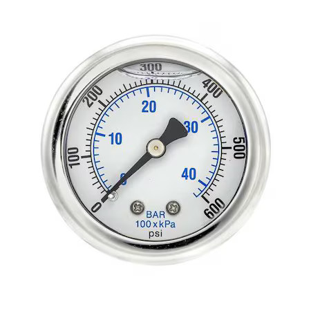 Pic Gauges 202L-204K Industrial Pressure Gauge, 0 To 600 Psi, 2 In Dial, 1/4 In