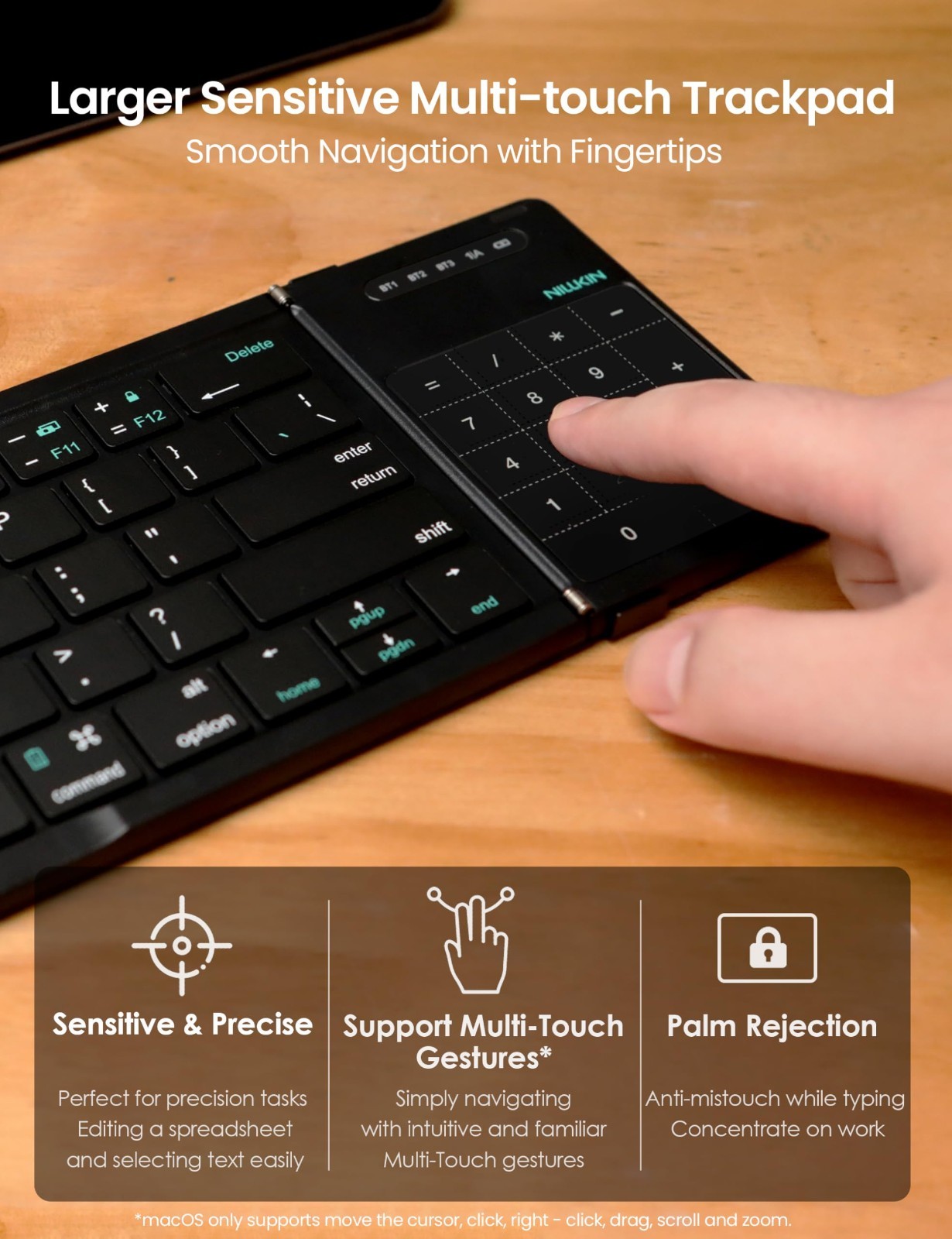 Nillkin Foldable Travel Keyboard Touchpad & Number Pad Bluetooth Wireless