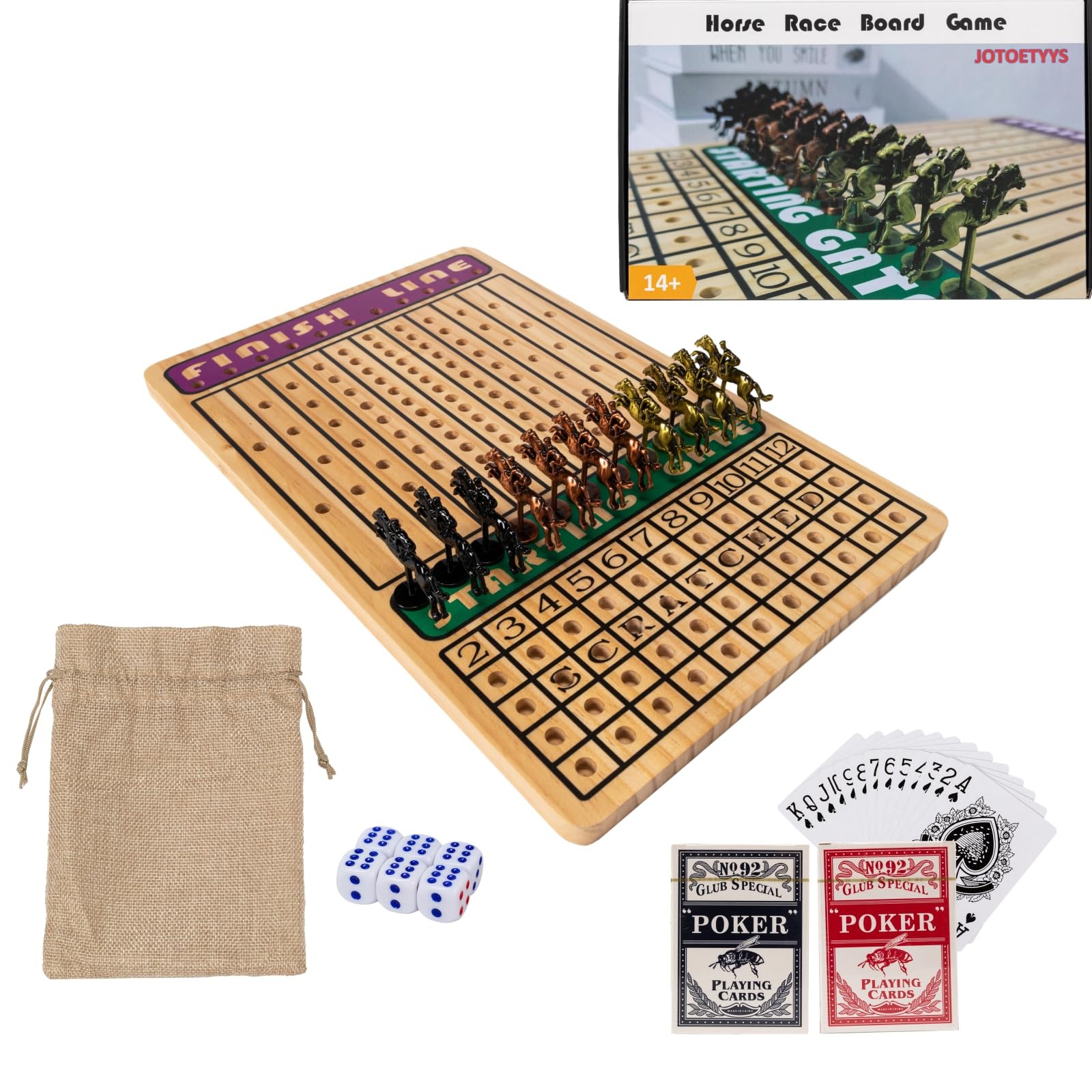 Horse Race Board Game, Horse Racing Game with 11 Luxury Metal Horses, 4 Dice,...
