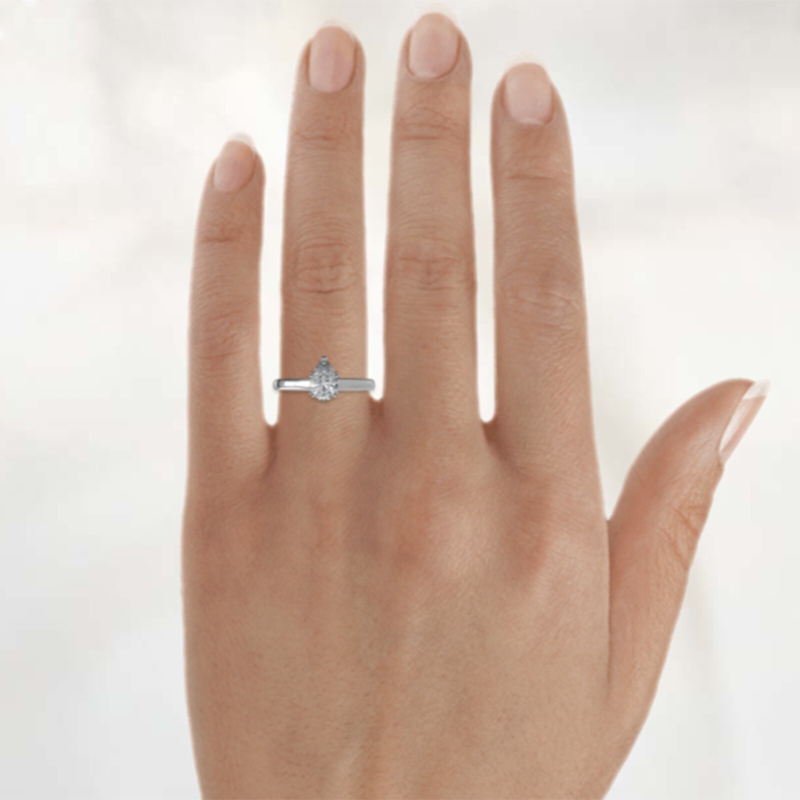 2.00 Ct Pear Cut Lab Created Diamond Engagement Ring 14K White Gold Size 8
