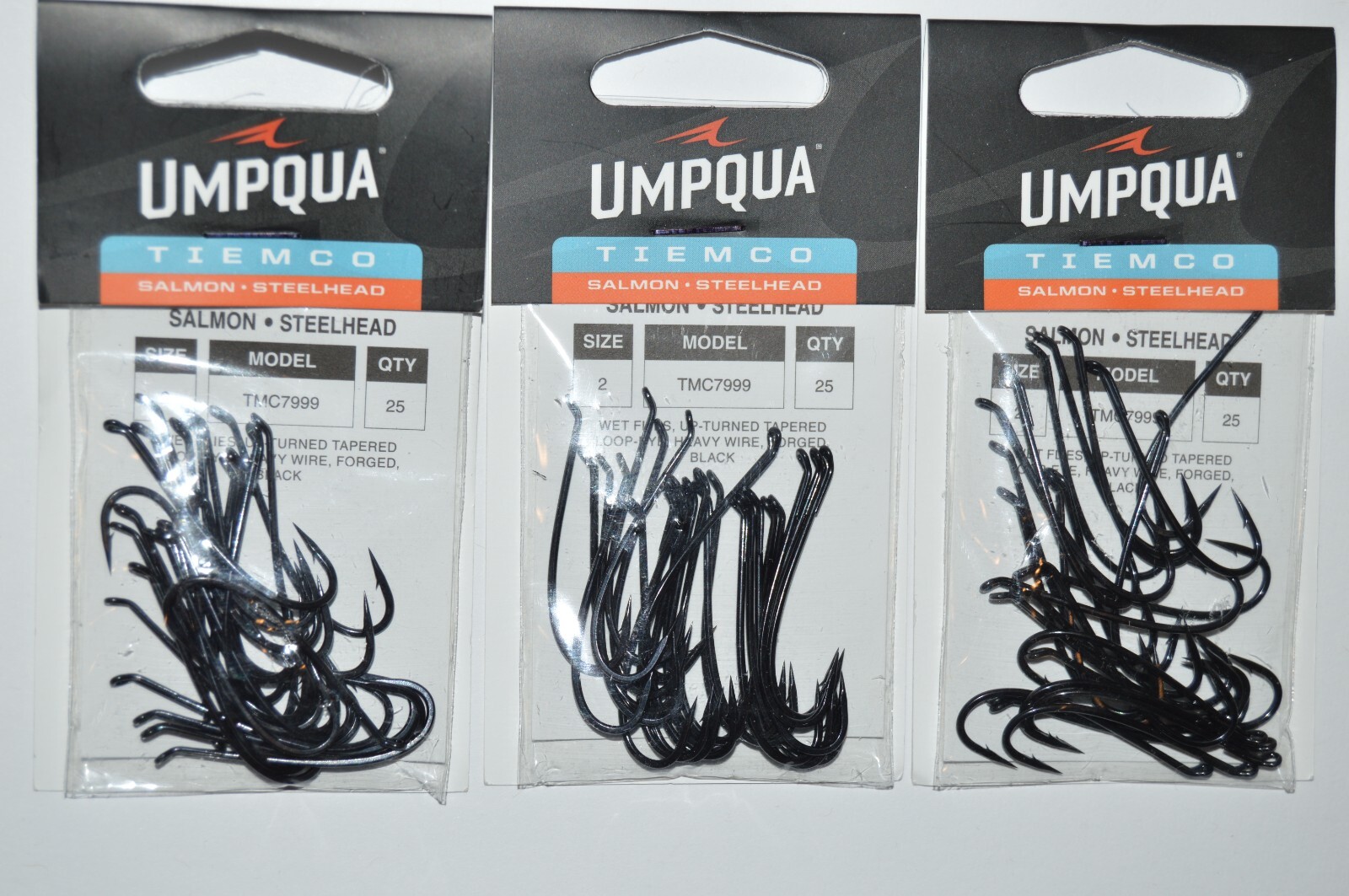 3 packs tiemco umpqua salmon steelhead trout hooks size 2 tmc7999 25 per pack