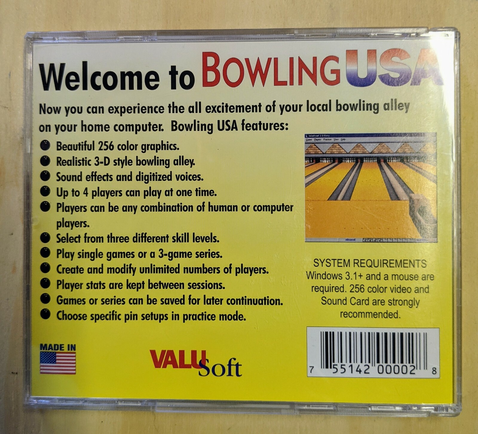 ValuSoft Bowling USA for PC / CD ROM / Windows / COMPLETE