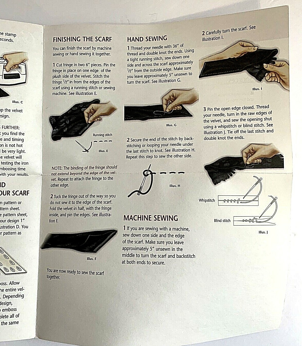 Embossed black velvet scarf craft Kit emboss stitch All supplies New Open Box