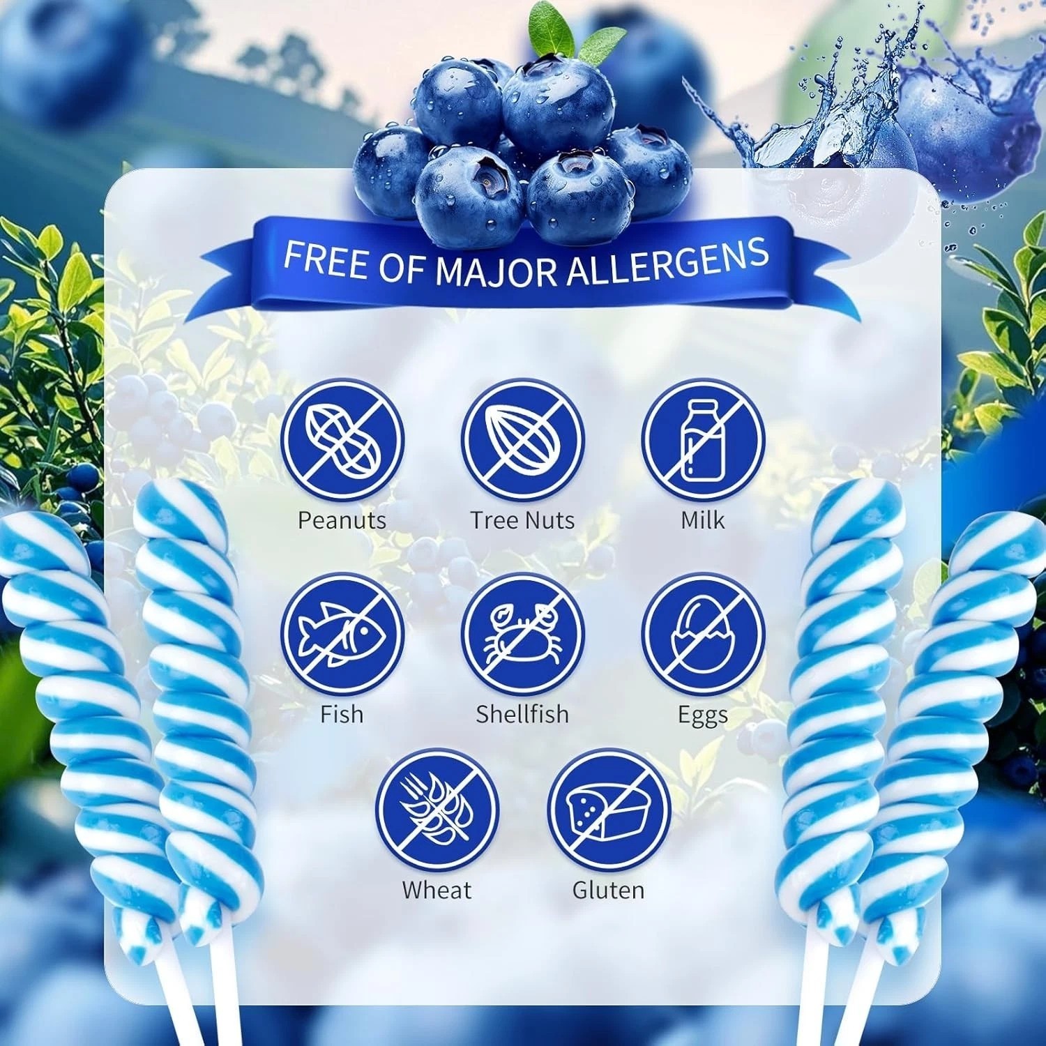 Blueberry Flavor Twisty Lollipop Candy Individually Wrapped 30 Packs AM