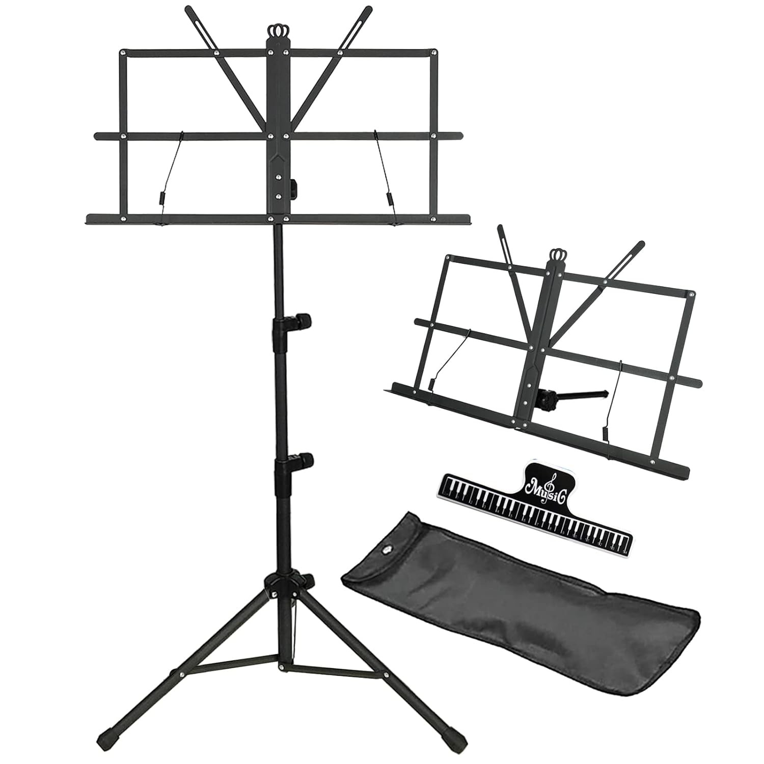 Sheet Music Stand Dual Use Clamp Carrying Bag Included IRONTREE Desktop Music