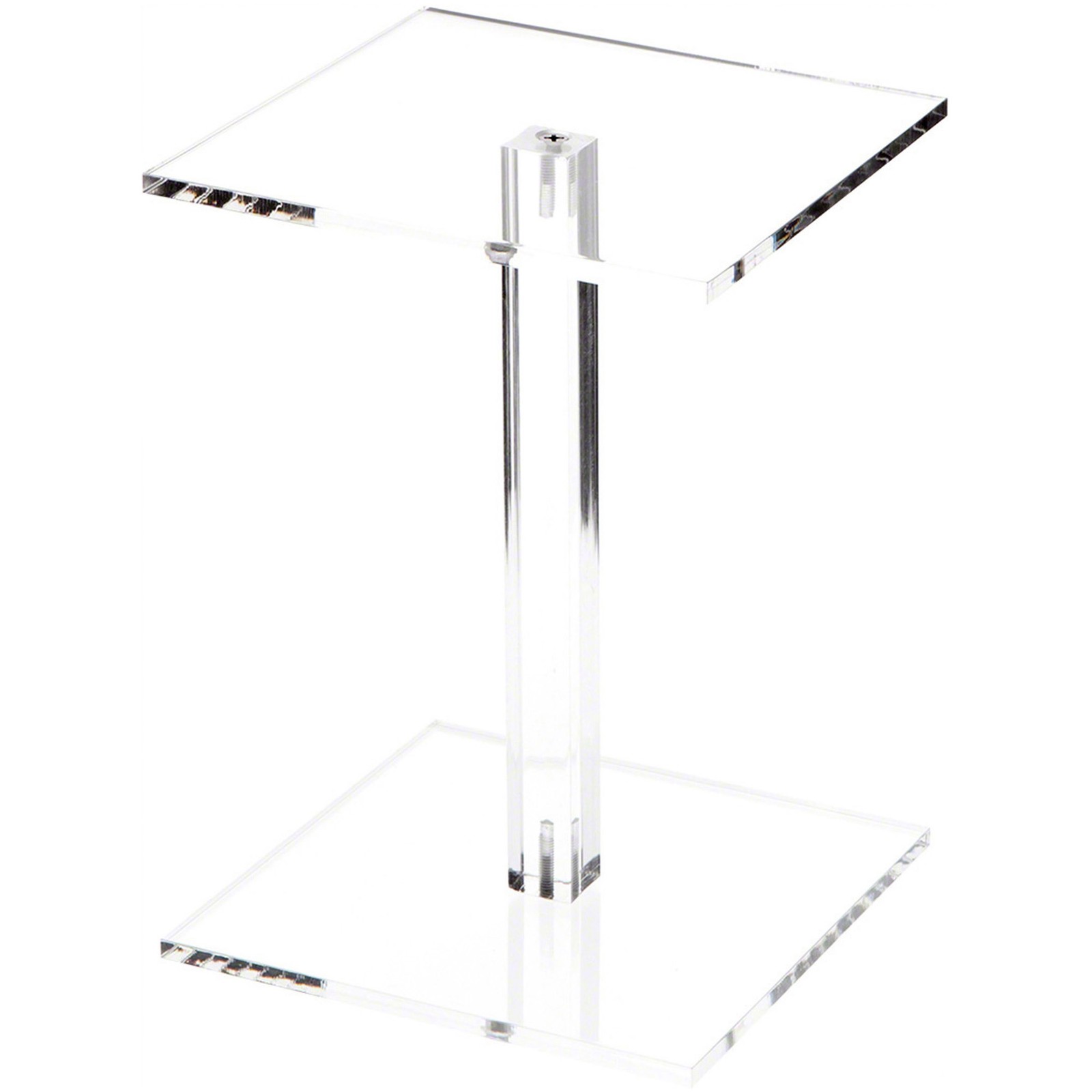 Plymor Clear Acrylic Square Barbell Pedestal Display Riser, 8.5" H x 6" W x 6" D