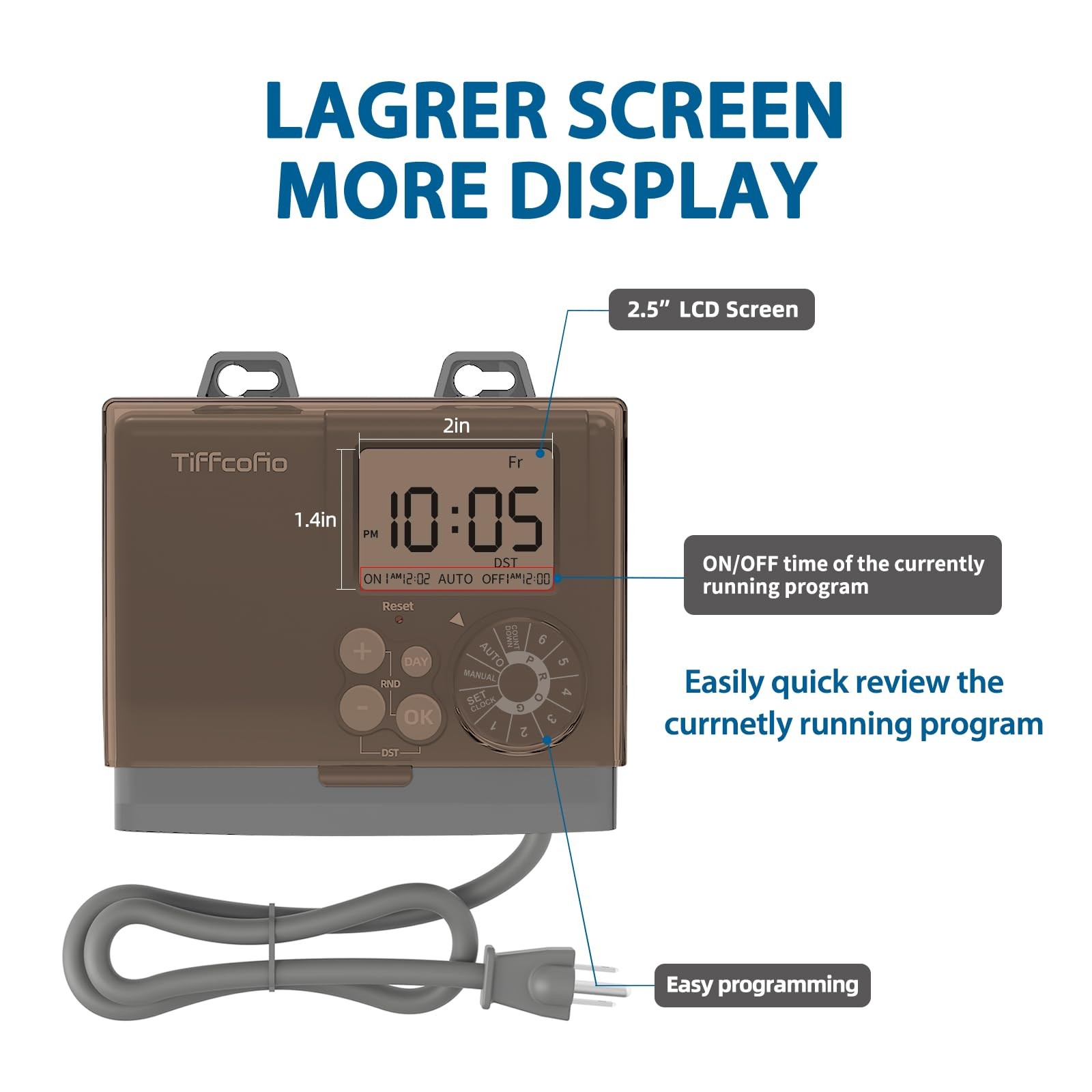 TiFFCOFiO 20A Outdoor Digital Pool Timer Waterproof, Dial Programmable Method...