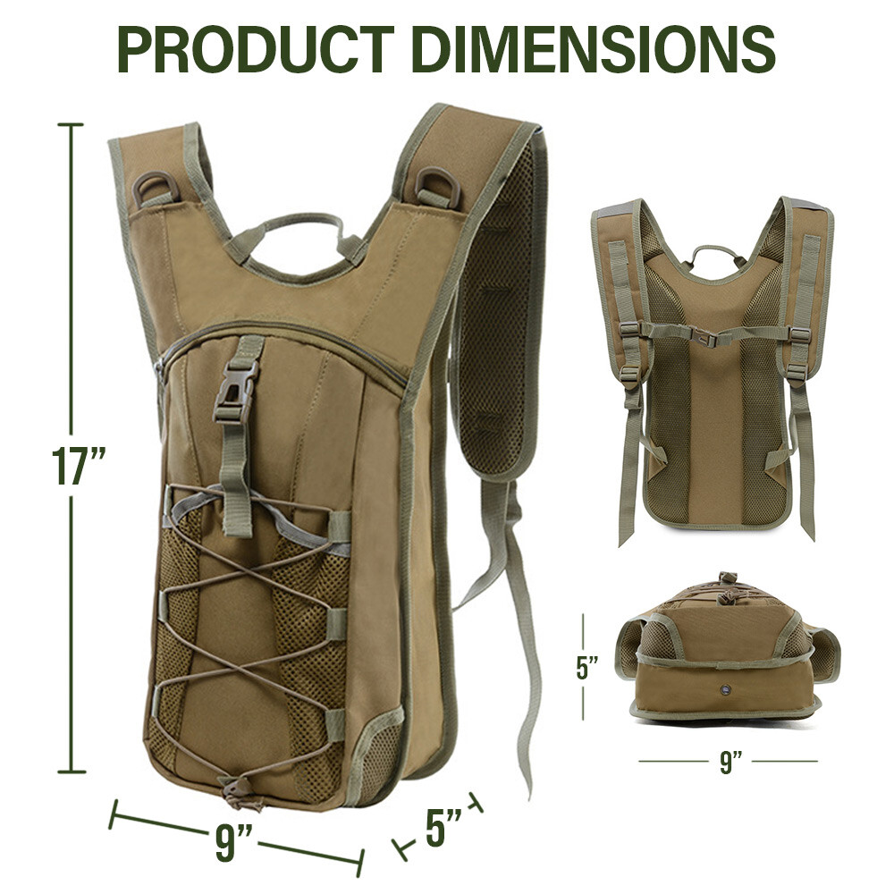 Tactical Hydration Pack with 3L Leak-Proof Water Bladder - 4 Colors Available