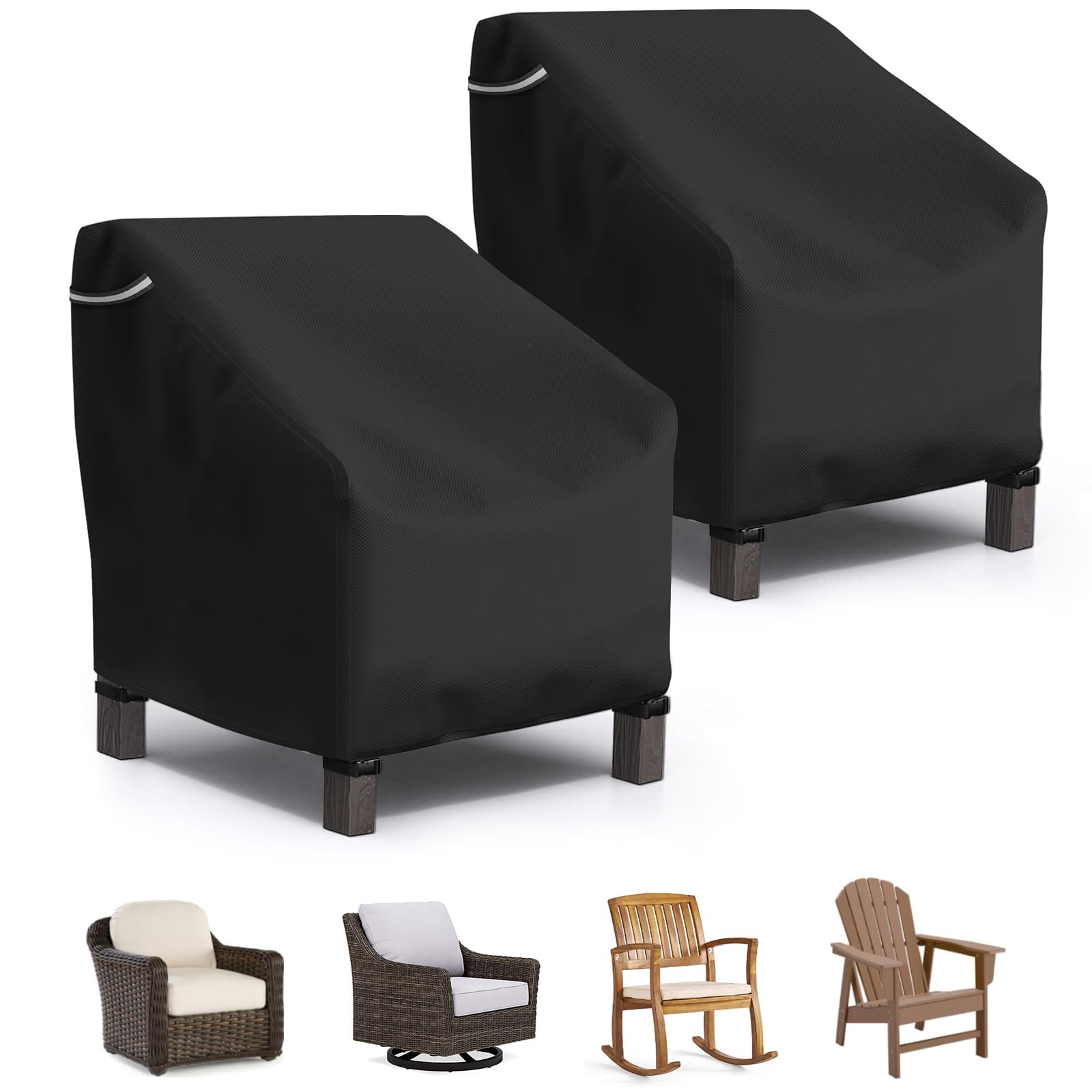 STARTWO Patio Outdoor Chair Covers 2 Pack, 30"W x 34"D x 38.5"H-2 Black