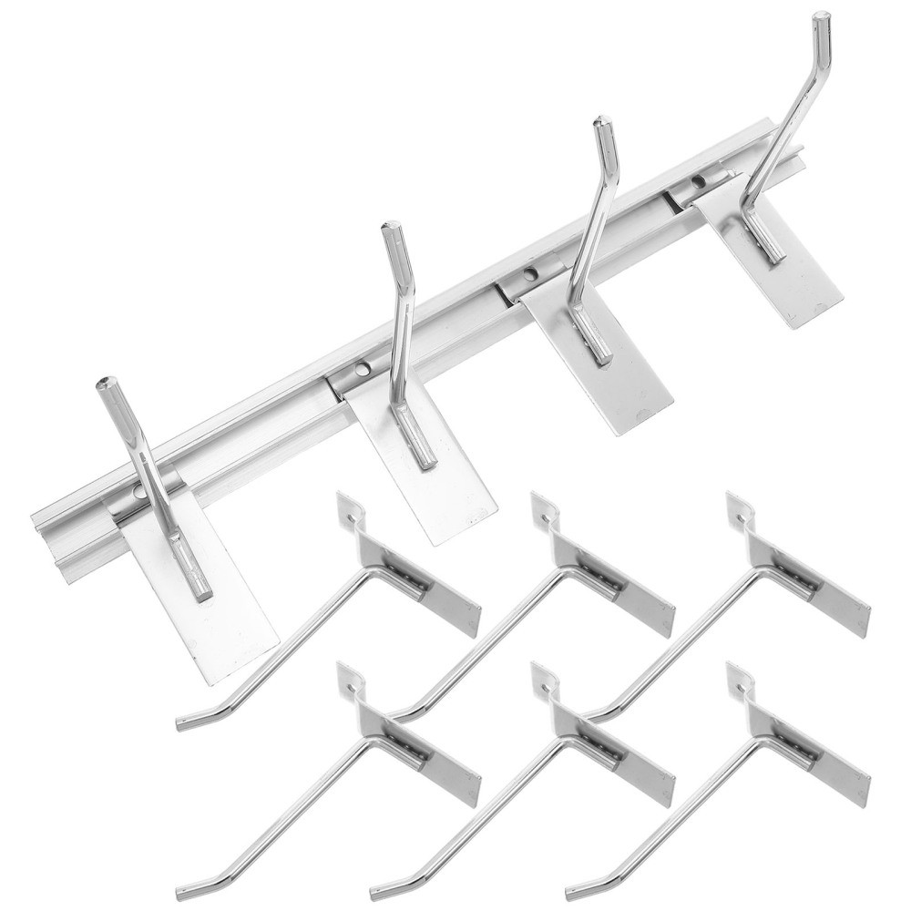 1 Set Durable Metal Pegboard Hooks Silver for Wall Mounted Storage Rack Decor