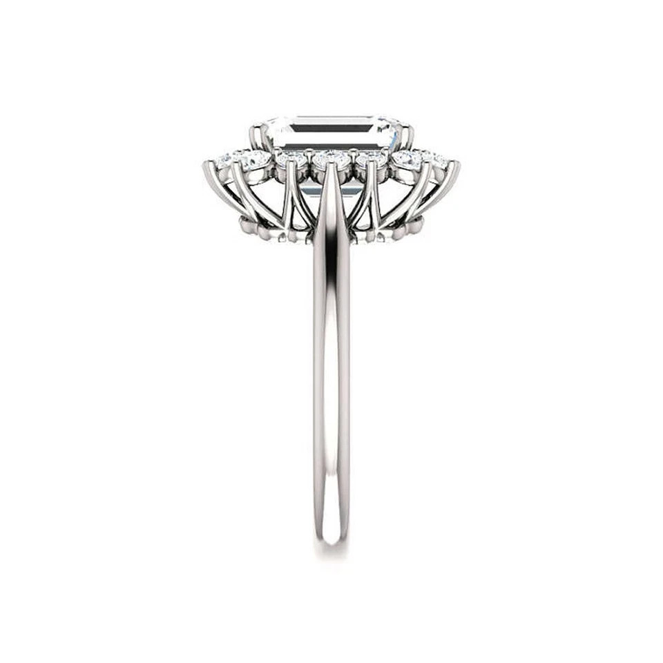 Emerald Cut 3.50 Ct White Diamond Lab-Created Wedding Ring 14K White Gold Plated