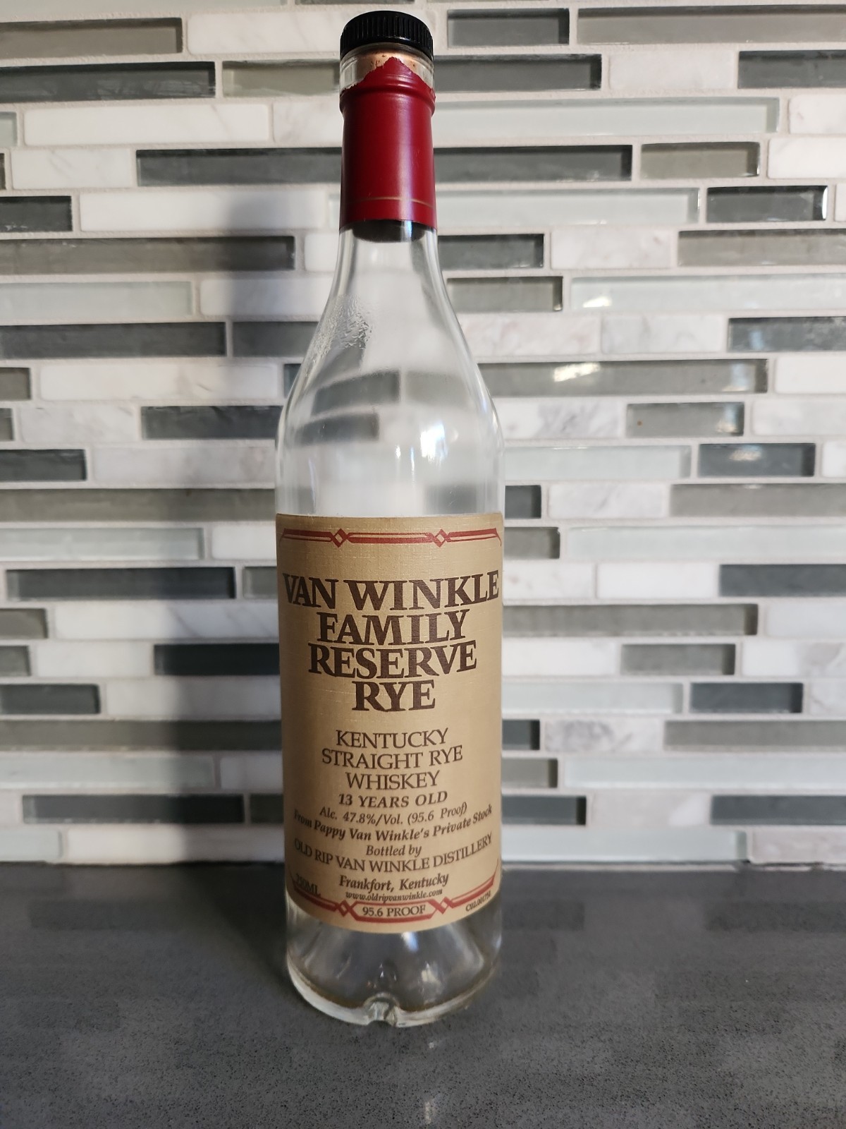 Pappy Van Winkle Family Reserve Rye 13 Year empty bottle