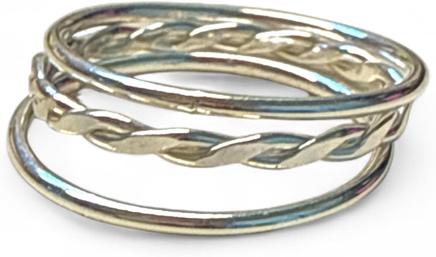 Gold Filled Toe Rings Set - Braid Stack Design