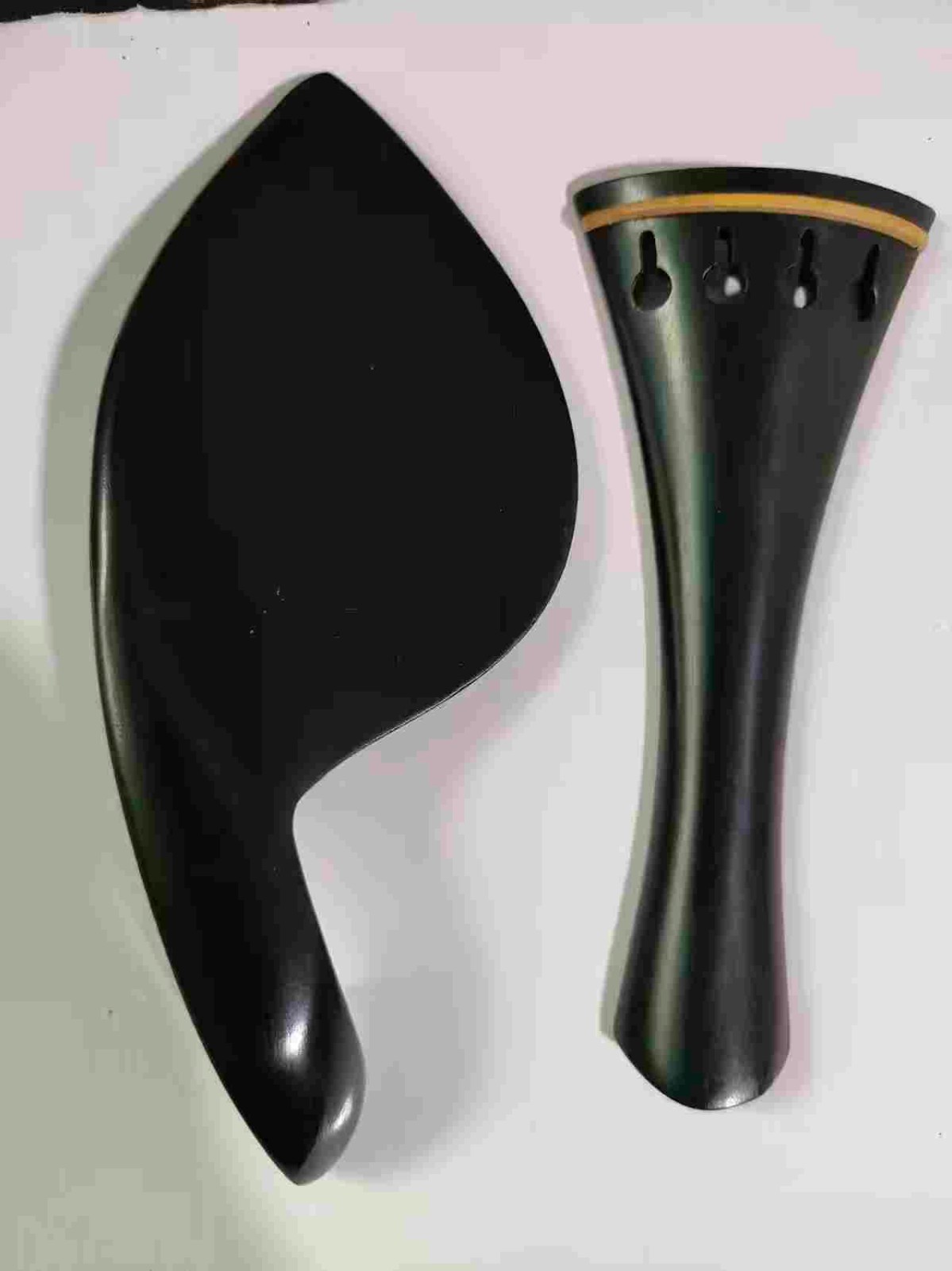 10x Violin Tailpieces and 10x violin Chinrests, Ebony wood Inlay boxwood 4/4