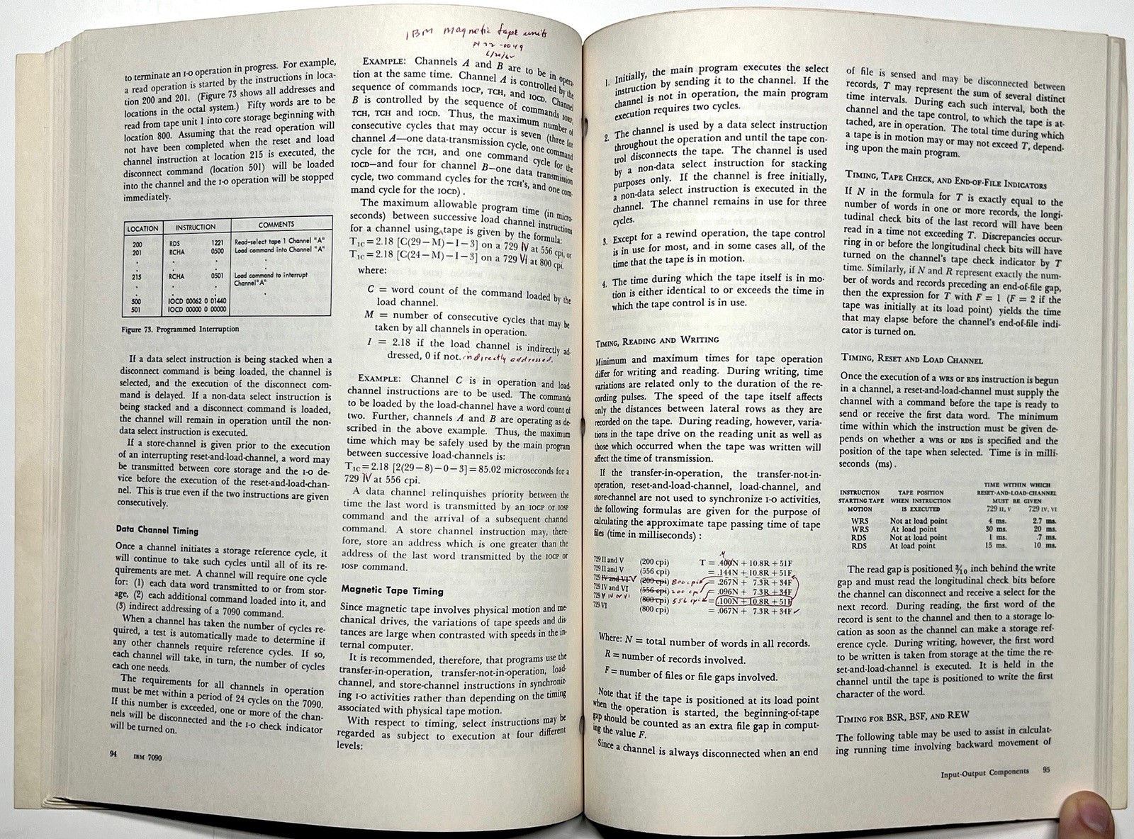 1962 IBM 7090 DATA PROCESSING SYSTEM REFERENCE MANUAL MAINFRAME COMPUTER