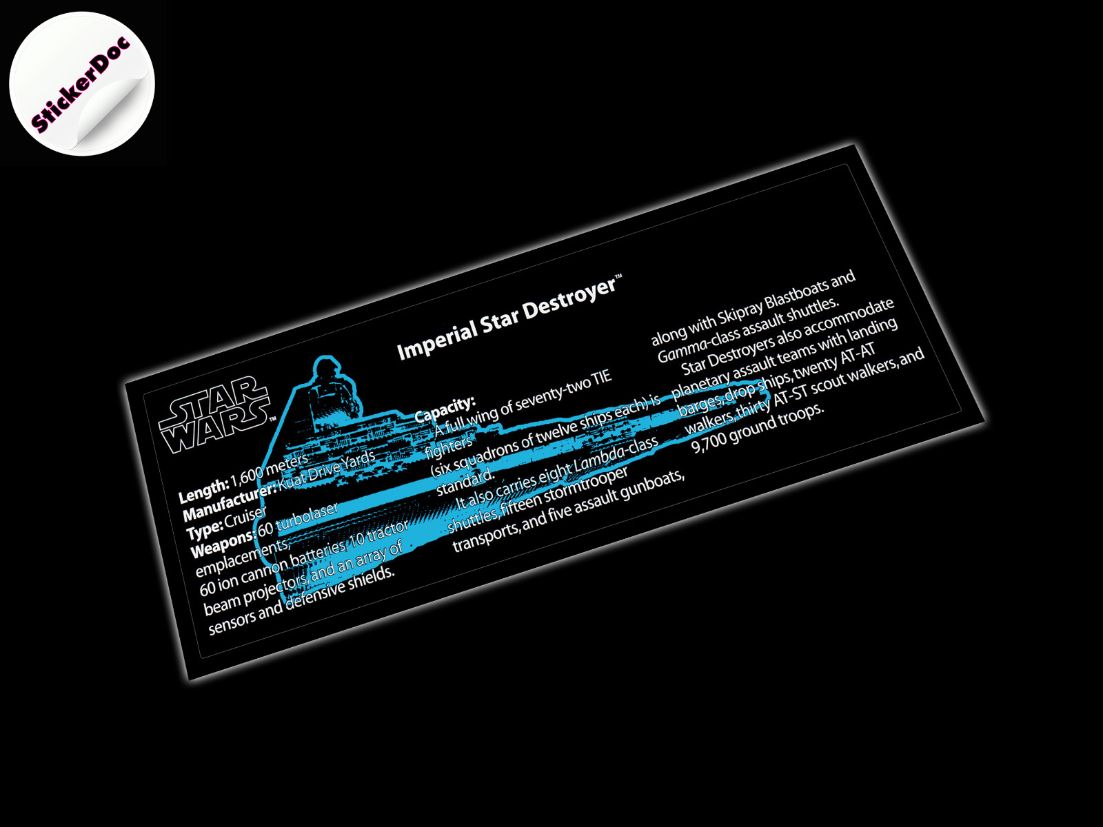 CUSTOM PLAQUE STICKER for Imperial Star Destroyer 10030 , MODELS , TOYS , etc