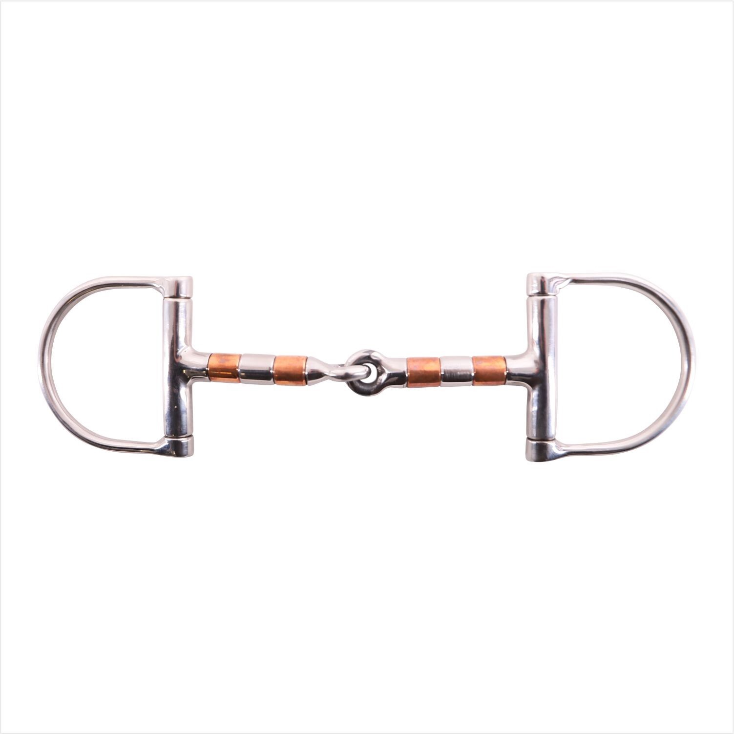 AK D-Bit with Cooper Roller Mouth with Single Joint Horse Riding Bits