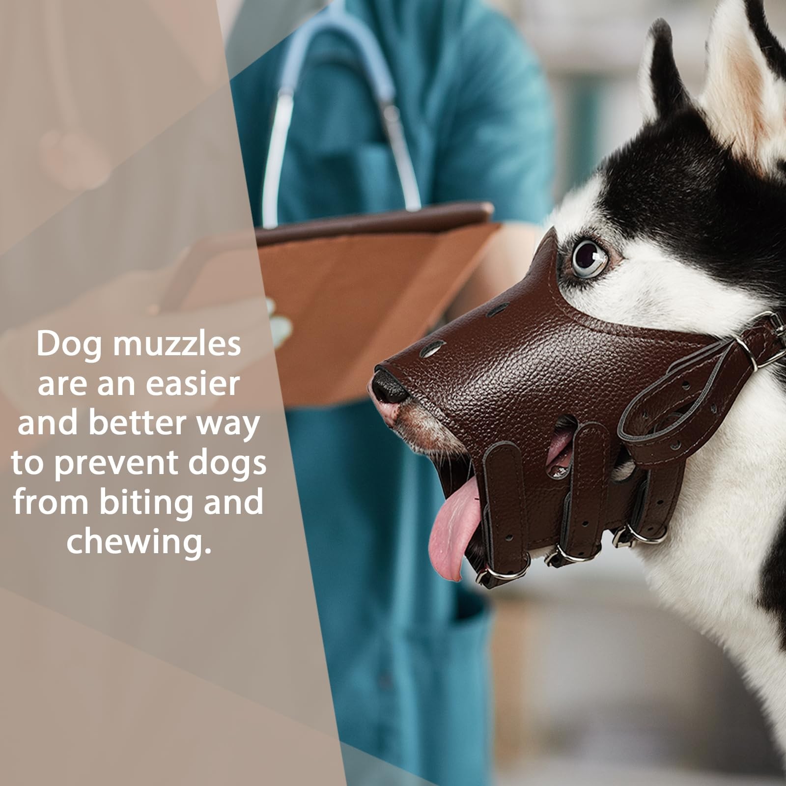 Leather Dog Muzzle for Large Breeds - Soft, Secure, Anti-Barking Design