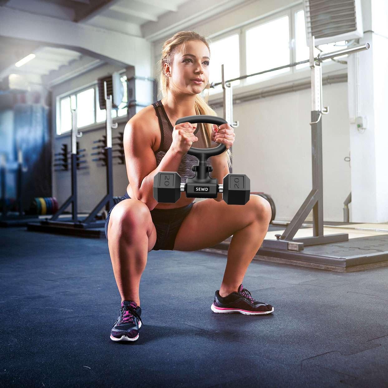 Convert Dumbbells into Kettlebell by – Adjustable Weights & Up to 220LB Capac...