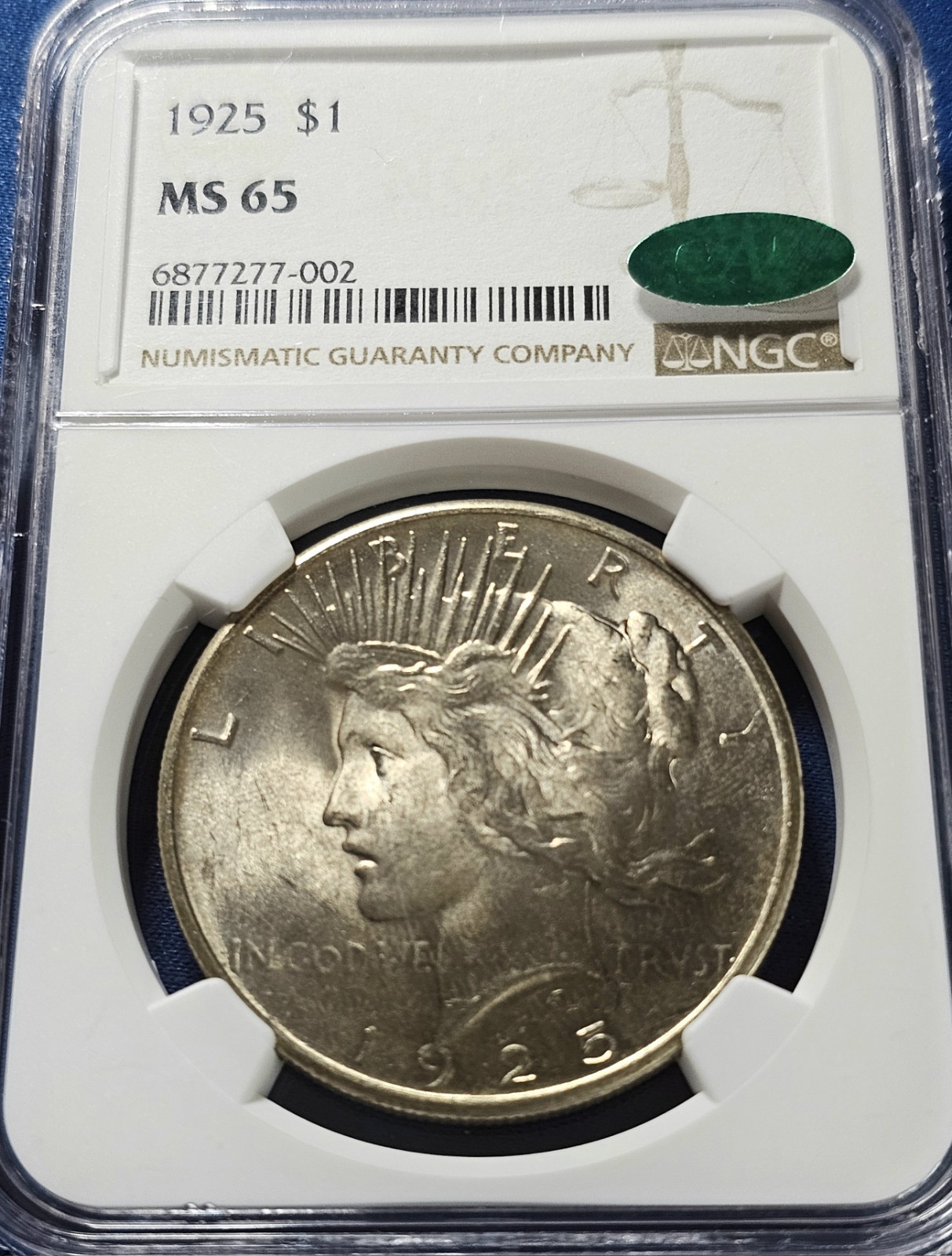 1925 Peace Silver Dollar $1 NGC MS65 CAC!!!