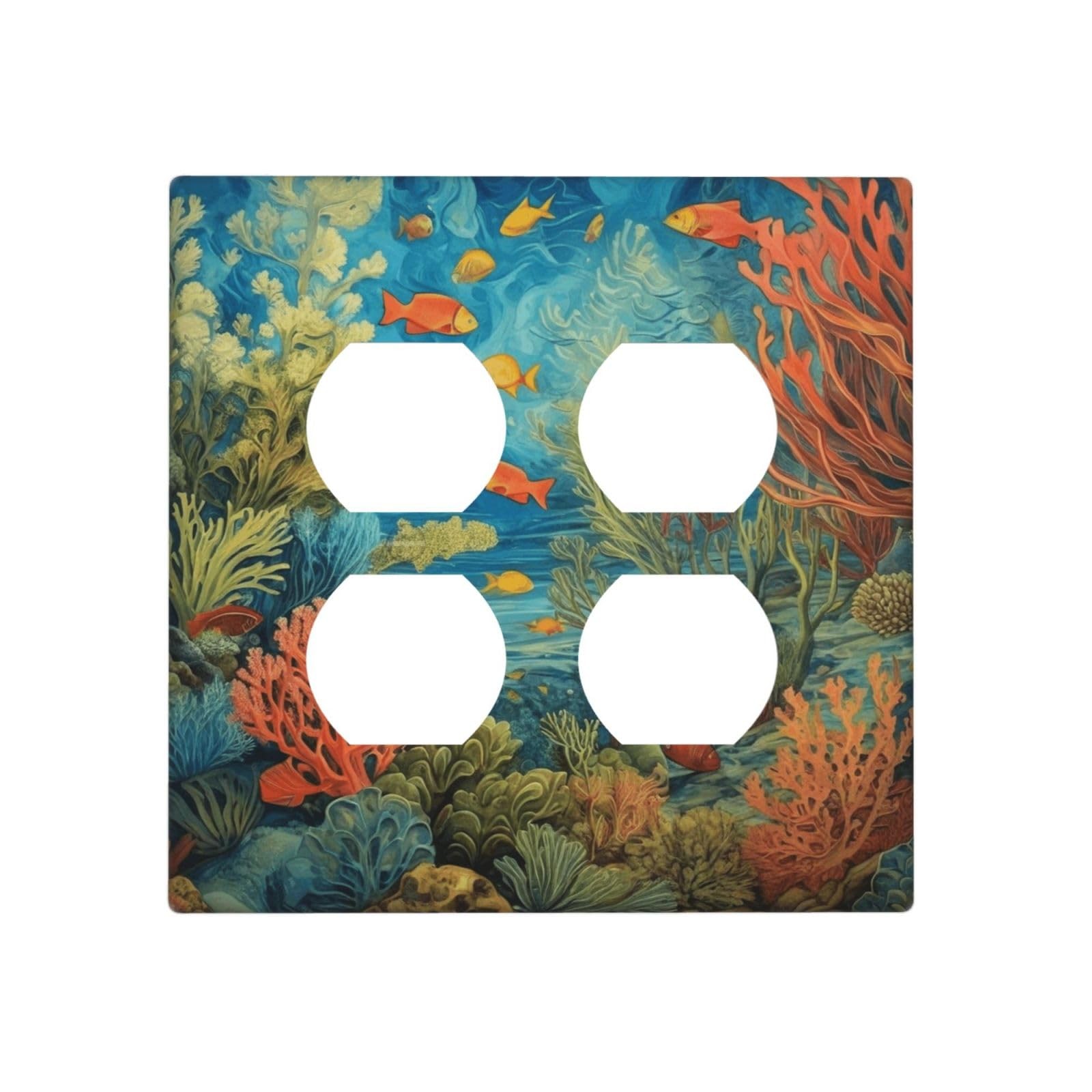 WUYOCHA Decorative Outlet Covers Coral Reef with Seaweed and Schools of Fish ...