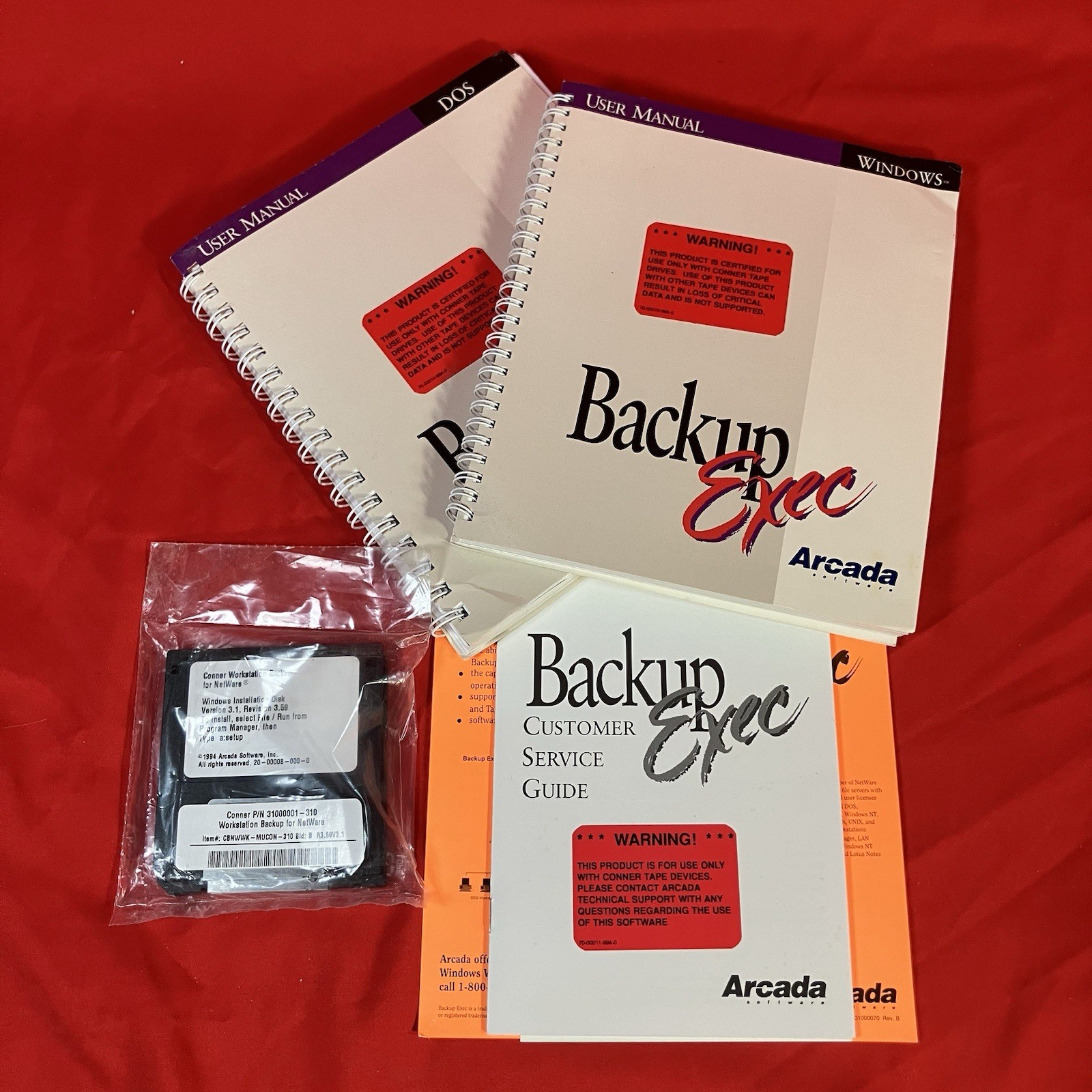 1994 Connor Workstation Backup For Netware By Arcada Backup Software Exec 3.1 #1