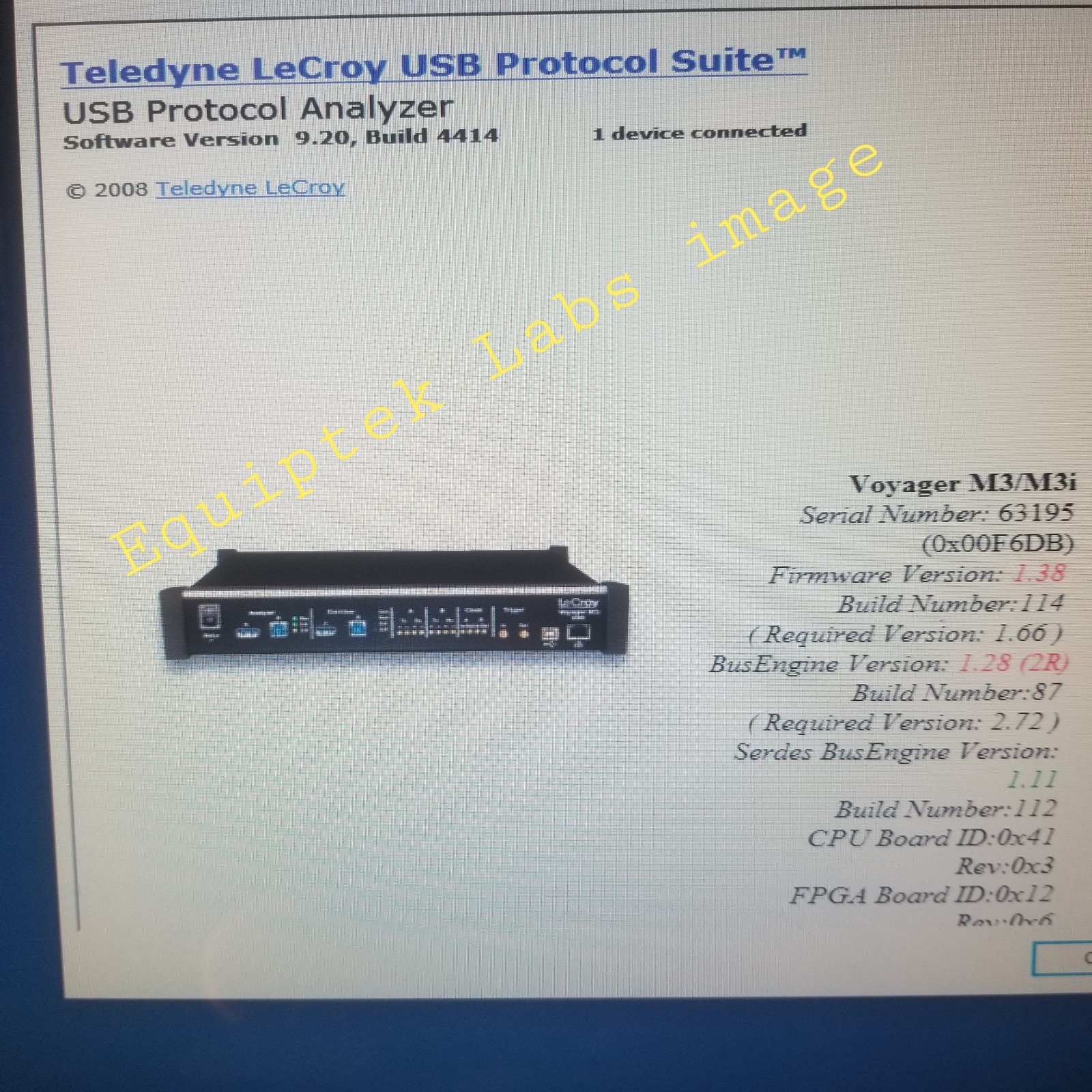 LeCroy Voyager M3i USB Analyzer FULLY TESTED! USB 3.0 4GB memory