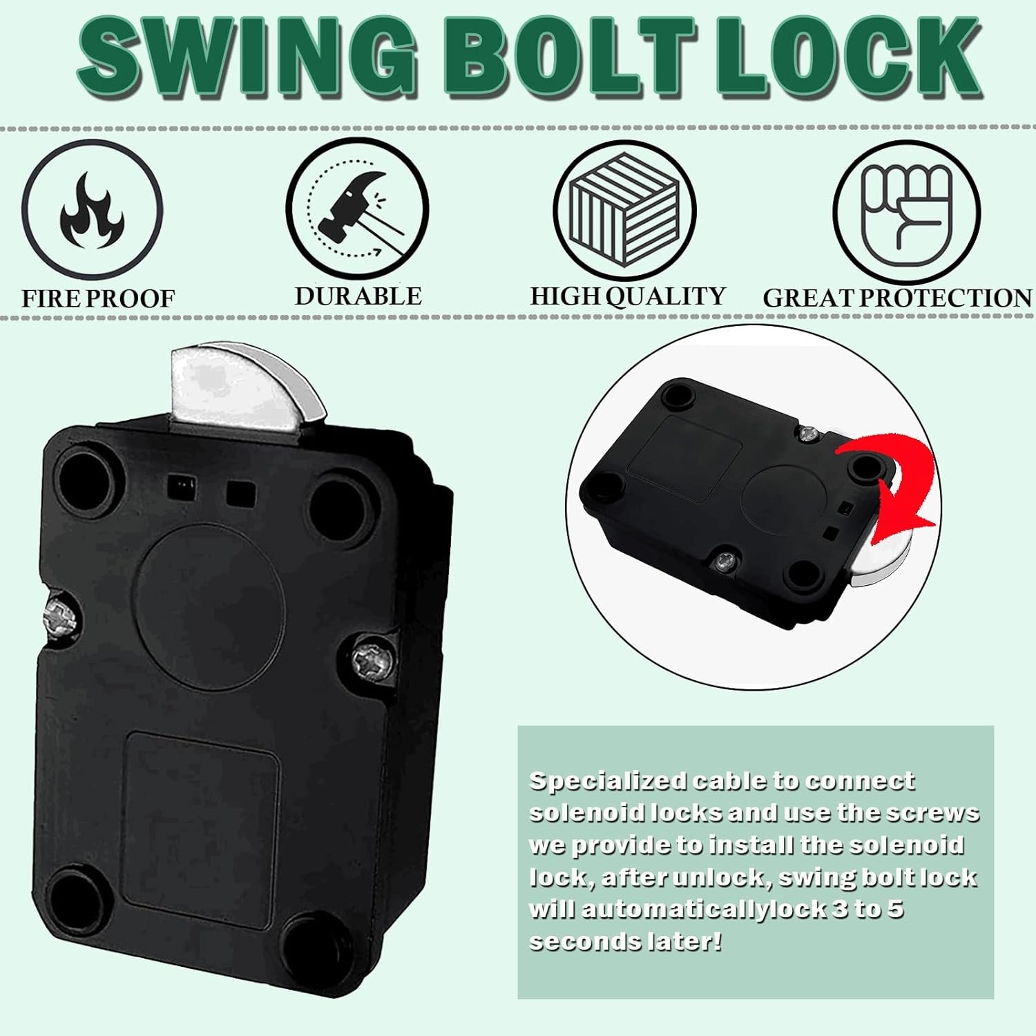Electronic Safe Lock Gun Safe Lock Replacement with Swing Bolt Lock