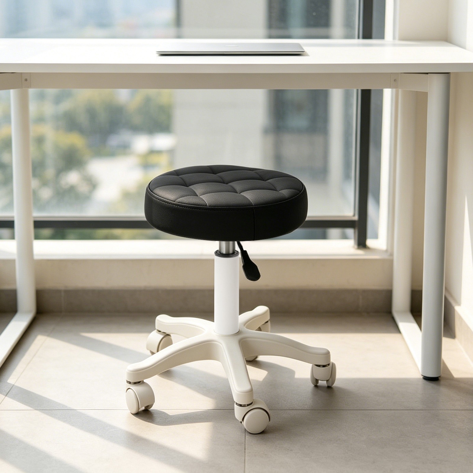 Height Adjustable Bar Stool, Rolling Stool, Salon Stool