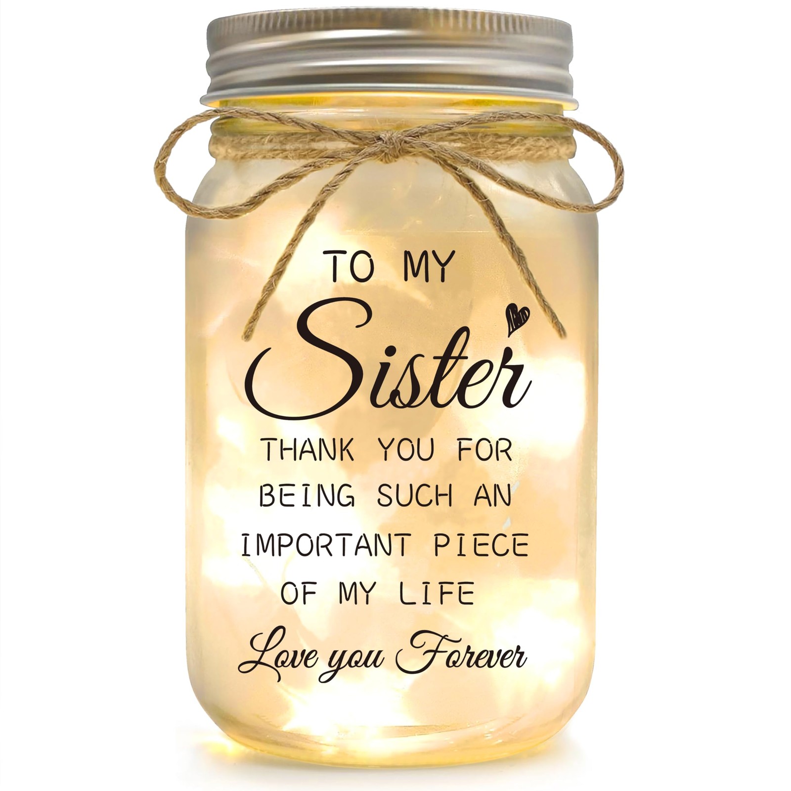 YOISTREVISK Sister Gifts - Mason Jar Night Lights 10 x 10 x 16 cm,