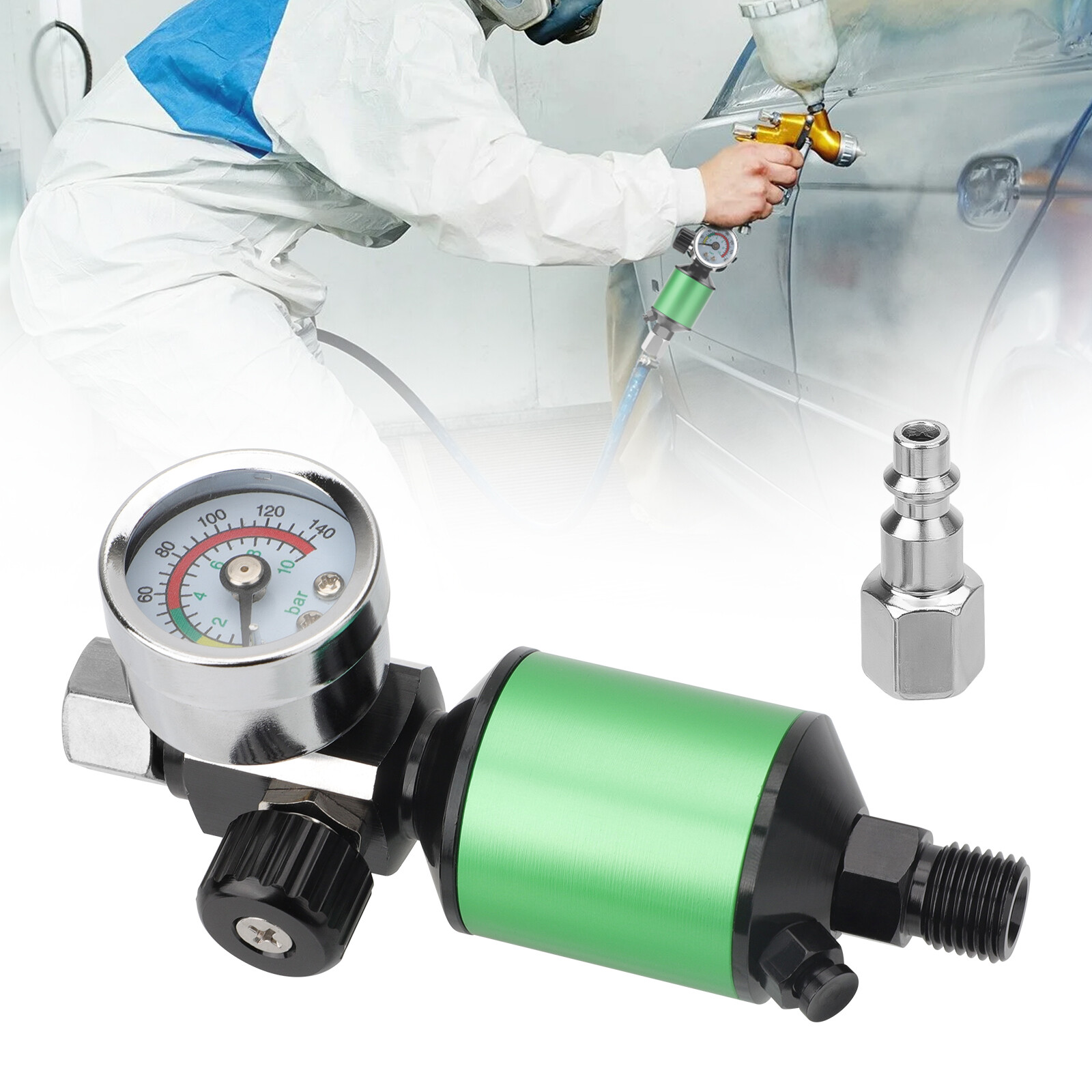 1/4" NPT Compressed Air Filter Regulator Oil-Water Separator 150PSI Gauge