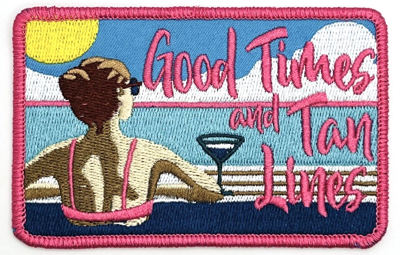 Good Times And Tan Lines Girls Womens Pink Throwback Brand Patch Cap Hat Iron On