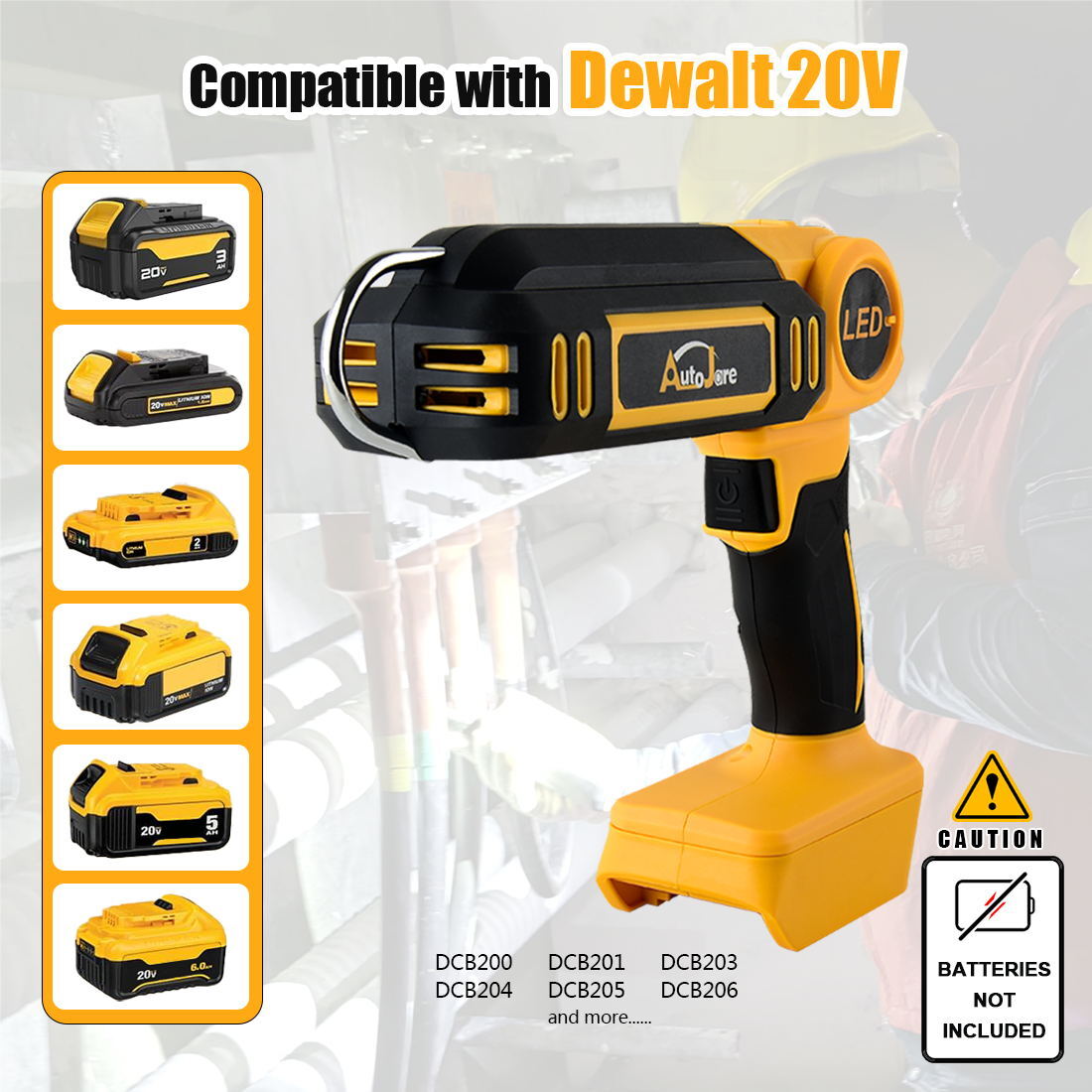 30W 3000LM Cordless LED Flashlight Work Light Powered for DeWalt 20V MAX Battery